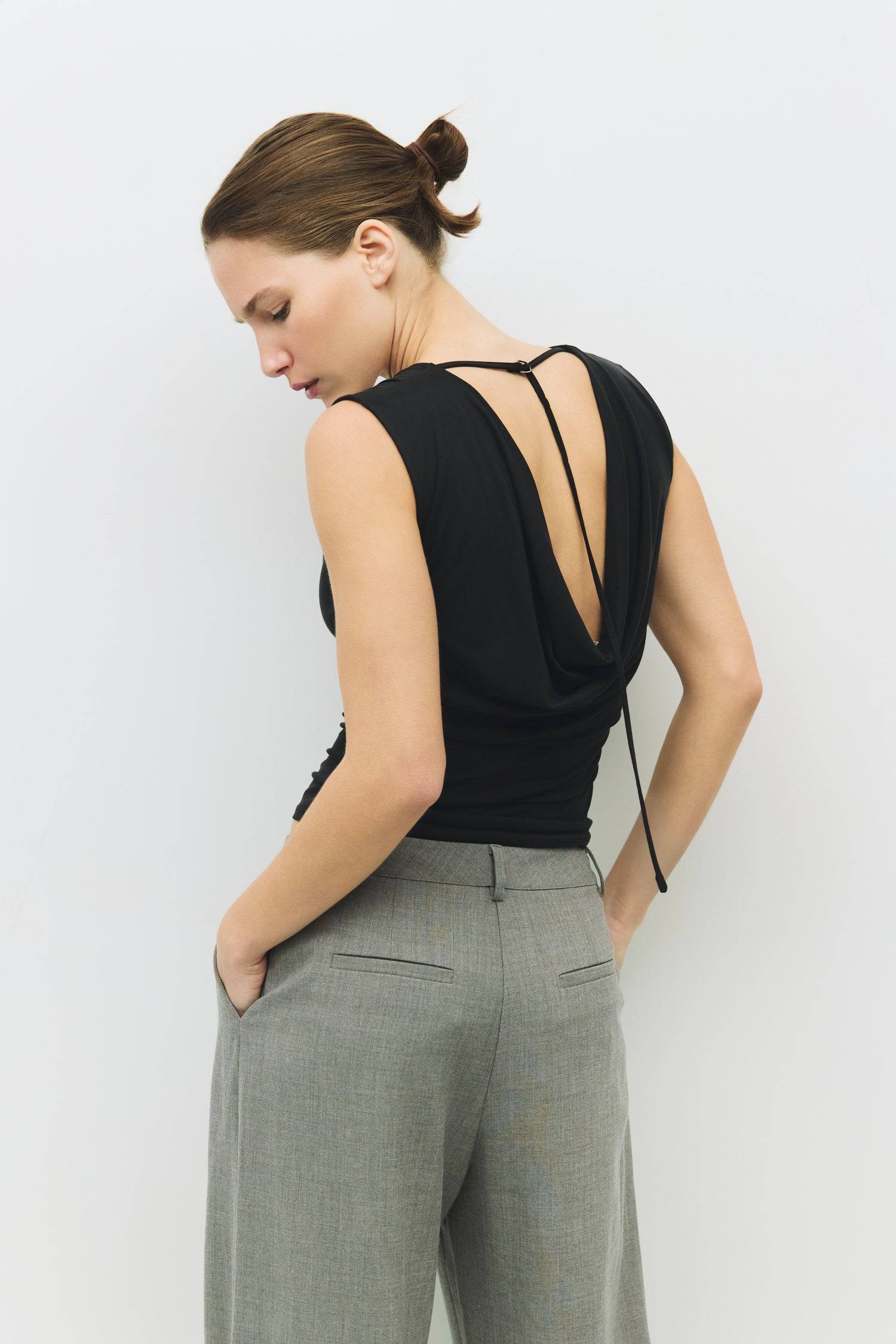 8983710236893, The Benson Top, Tops, Mod Ref, All Row,allrow,basics,Black,Blue,Bone,cf-color-black,cf-color-blue,cf-color-bone,cf-color-brown,cf-color-grey,cf-color-navy,cf-color-pink,cf-color-rust,cf-color-sage,cf-color-white,cf-size-l,cf-size-m,cf-size-s,cf-vendor-all-row,collection,COTTON,essentials,everyday,final-sale,finalsale,grey,jersey,new,Pink,sale,t-shirt,tee,white,womens, Information The Benson Top is a luxurious modal piece featuring a wide neckline and a stunning cowl back detail for a relaxed