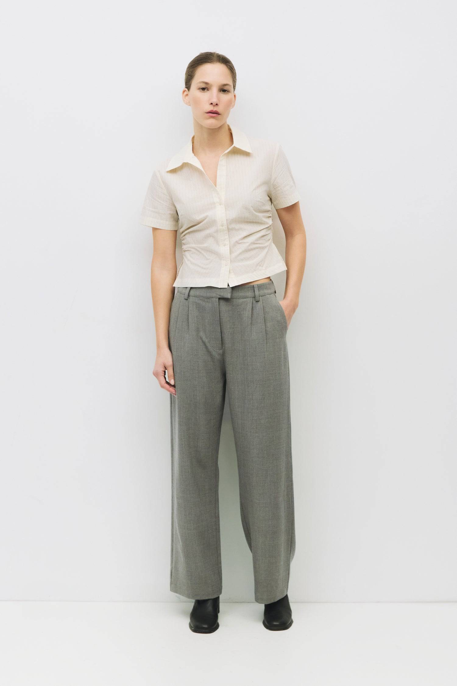 8983717183709, The Valeria Top, Tops, Mod Ref, Black,Breathable,Button down,Button Down Shirt,Button Up,Casual,cf-color-black,cf-color-blue,cf-color-white,cf-size-l,cf-size-m,cf-size-s,cf-vendor-mod-ref,cinched,Cinched Back,Cinched Waist,collared,Collared Top,Cotton,everyday,final-sale,finalsale,Long Sleeve,Long Sleeve Top,new,Oversized,sale,spring,Striped,Summer,Tops,Transitional,white,womens,Work,Workwear, Information The Valeria Top is a short-sleeve button-down top in a stylish pinstripe fabric, featuri