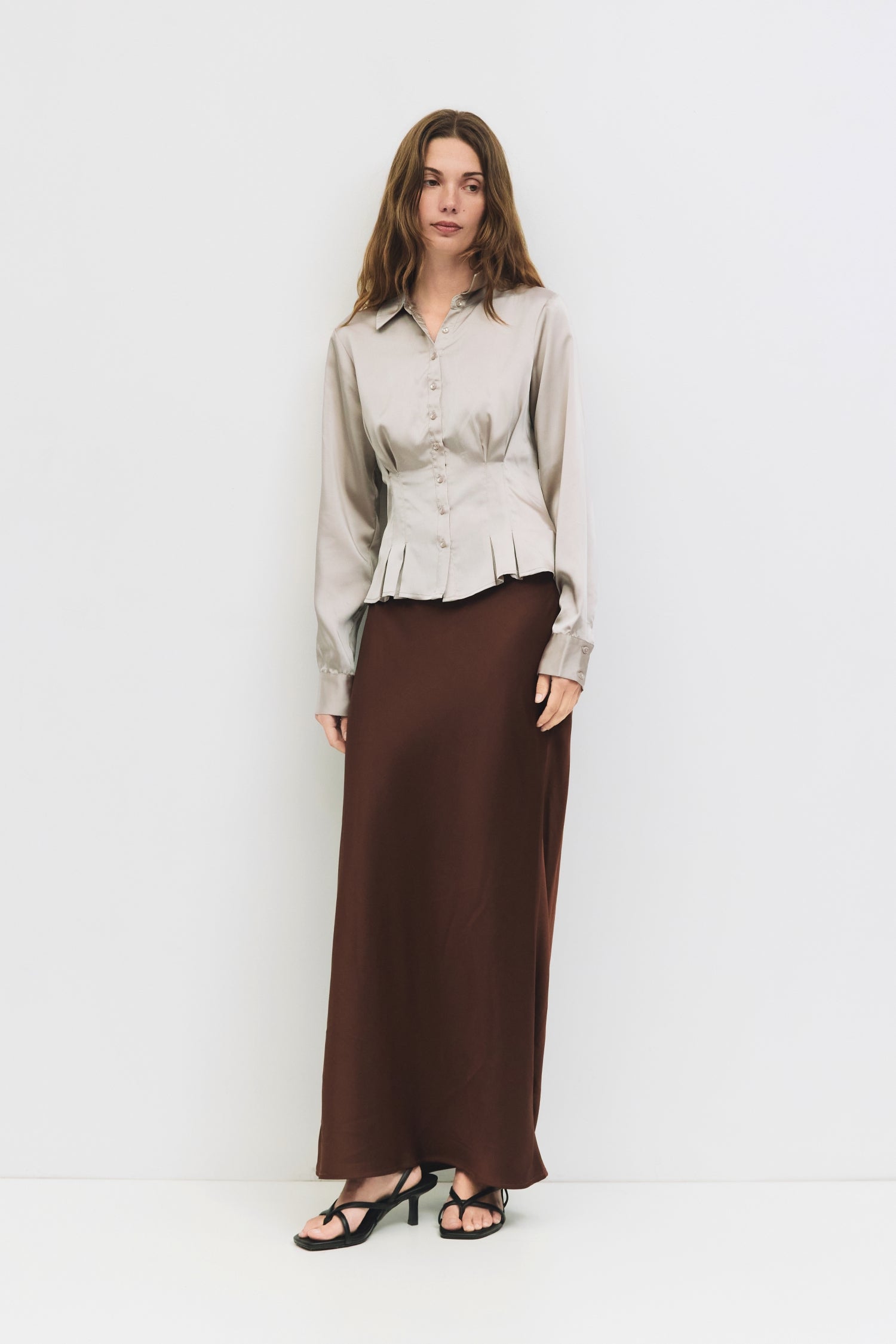 The Rina Top | Satin Button-Up Blouse