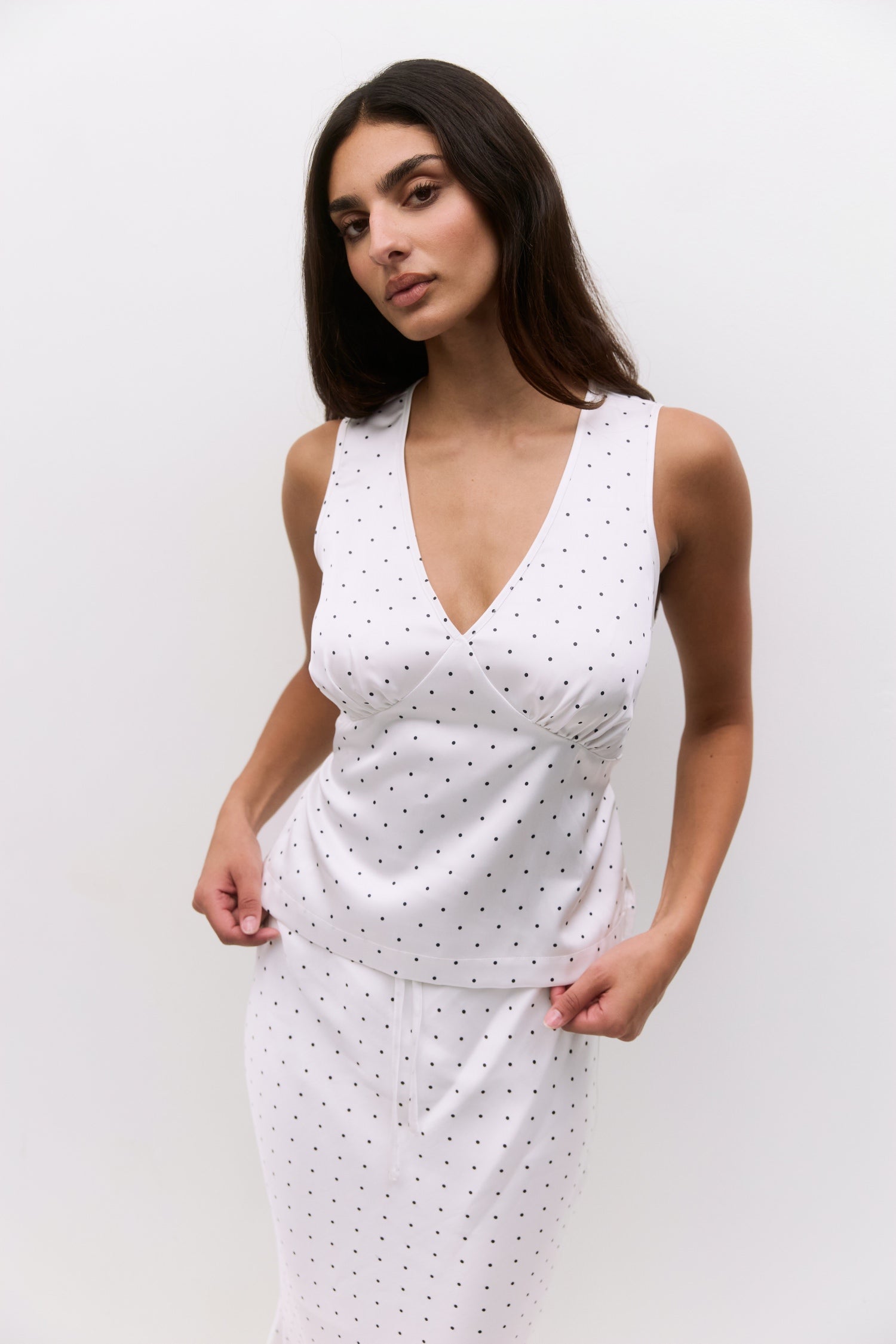 The Carly Top | Polka Dot V-Neck Blouse