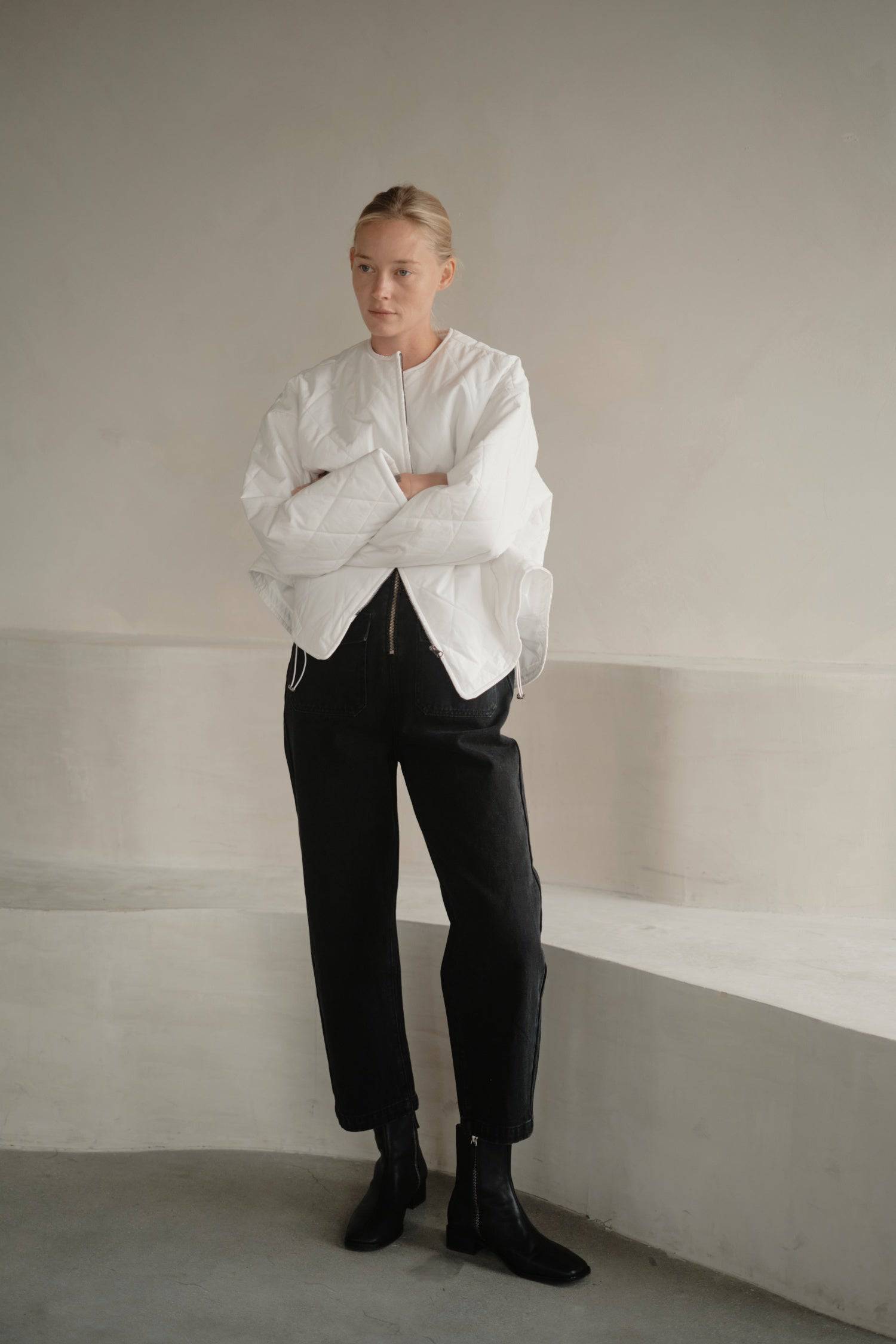 8302377369821, The Greta Jacket, Outerwear, Mod Ref, adjustable,Adjustable Cords,autumn,Black,Buttons,Casual,cf-color-cream,cf-color-olive,cf-color-white,cf-size-l,cf-size-m,cf-size-s,cf-vendor-mod-ref,Comfortable,Cream,Everyday,Fall,Front Pockets,Jacket,Layers,Long Sleeve,mens,mid-autumn,modref,new,Olive,Outerwear,Oversized,Pockets,Quilted,Quilted Jacket,Relaxed,Spring,Summer,tan,Transitional,Unisex,Warm,white,Winter,Women's,Zipper, Information Introducing The Greta Jacket - an oversized quilted jacket tha