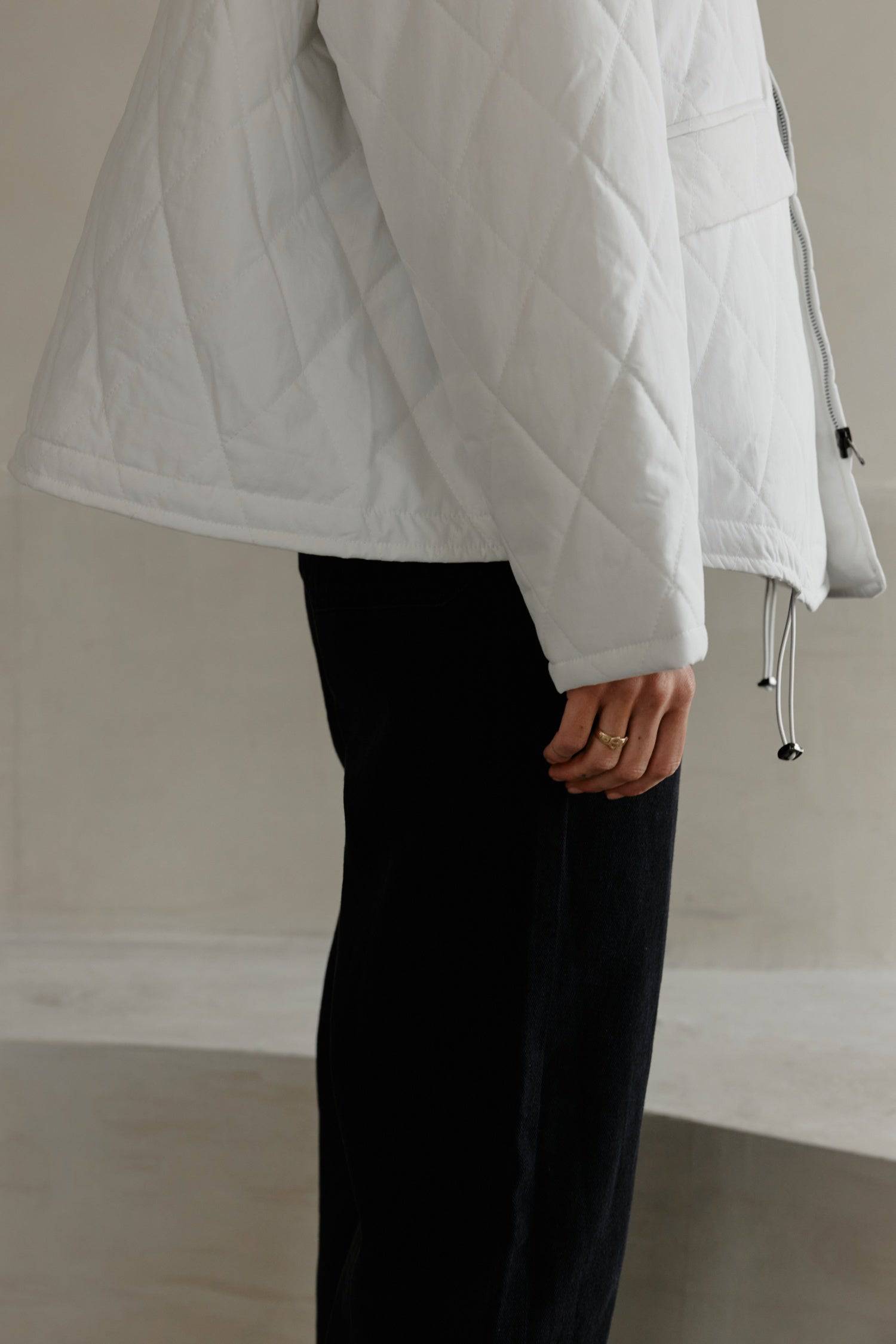 8302377369821, The Greta Jacket, Outerwear, Mod Ref, adjustable,Adjustable Cords,autumn,Black,Buttons,Casual,cf-color-cream,cf-color-olive,cf-color-white,cf-size-l,cf-size-m,cf-size-s,cf-vendor-mod-ref,Comfortable,Cream,Everyday,Fall,Front Pockets,Jacket,Layers,Long Sleeve,mens,mid-autumn,modref,new,Olive,Outerwear,Oversized,Pockets,Quilted,Quilted Jacket,Relaxed,Spring,Summer,tan,Transitional,Unisex,Warm,white,Winter,Women's,Zipper, Information Introducing The Greta Jacket - an oversized quilted jacket tha