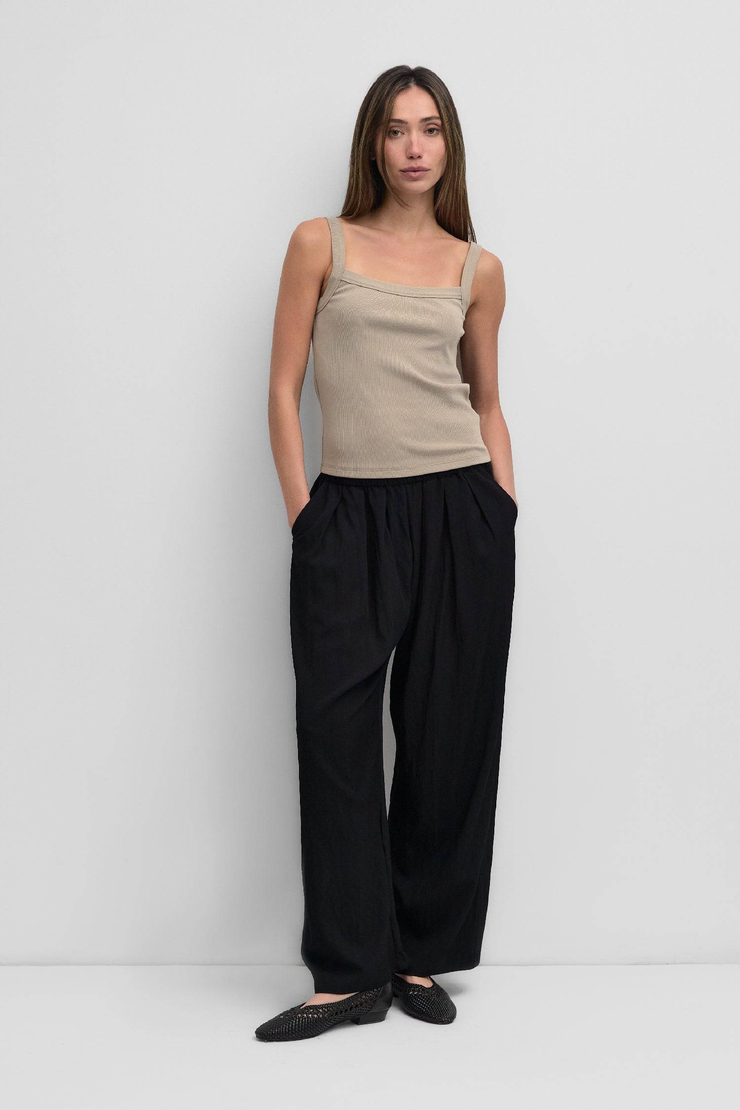 8677887049949, The Shay Tank Top, Tops, Mod Ref, Casual,cf-color-charcoal,cf-color-cream,cf-size-l,cf-size-m,cf-size-s,Charcoal,Cream,Crop Top,Everyday,Fitted,Form Fitting,Midi,Ribbed Top,slim fit,Slit,Square Neckline,Squared Neckline,stretch,Stretchy,Summer,tank,Tank Top,top,Tops,Womens, Information The Shay Tank Top is your new wardrobe staple, featuring a fitted bodice and a stylish square neckline for a contemporary look. The ribbed knit adds texture, while the scooped back neck detail adds a touch of f