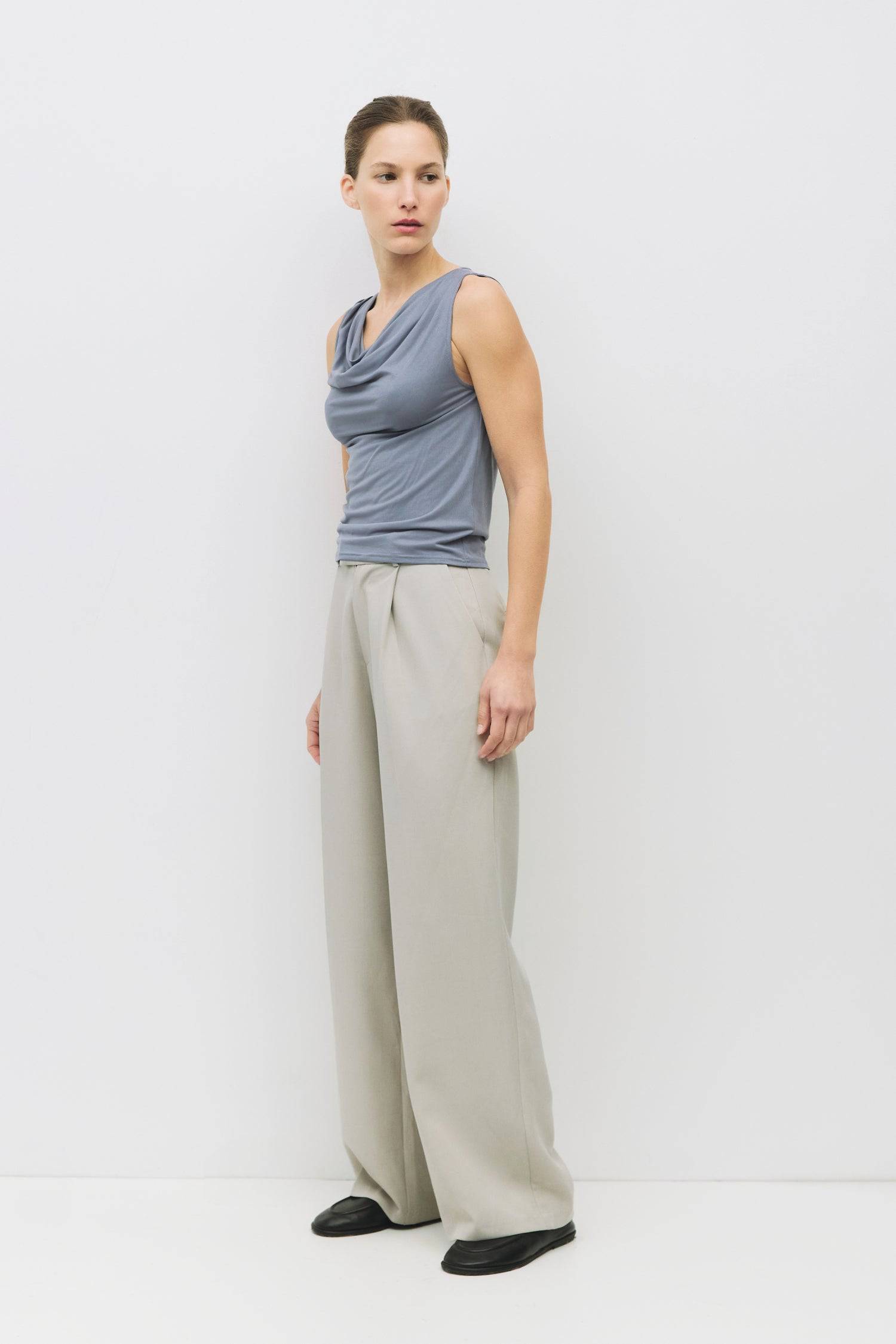 8983730028765, The Amal Top, Tops, Mod Ref, All Row,allrow,Black,Casual,cf-color-black,cf-color-blush,cf-color-charcoal,cf-color-olive,cf-color-white,cf-size-l,cf-size-m,cf-size-s,cf-vendor-all-row,Charcoal,Cowl,cowl neck,Cozy,Draped,ivory,Khaki,knit,Knit Top,Long Sleeve,Long Sleeve Top,Matching Set,modal,new,set,Sets,Short Sleeve,Spring,Summer,texture,thin,Women's,womens top, Information The Amal Top is a fitted modal knit top featuring a cozy cowl neckline and pleated shoulder details for a touch of elega