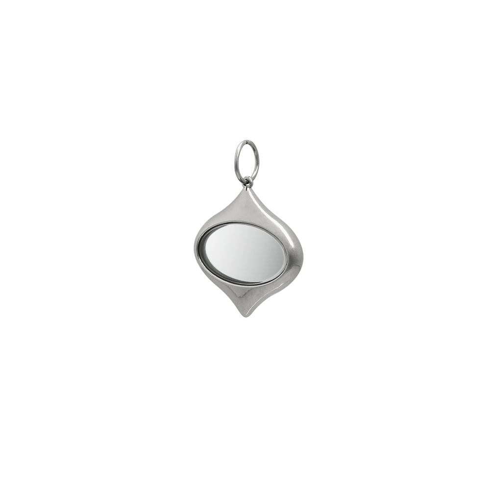 8987264778461, The Seed Mirror Pendant, Accessories, The Empathist, accessories,empathist,keychain,keyring, A pendant version of the pocket mirror that is smaller than the seed mirror. It resembles a heart nut, and the convex case and the miscalculation mirror are harmonized—feeling the beauty of the sculpture. The O-ring on the top can be combined with the seed key ring. The case of the mirror is made of zinc alloy, so it is highly corrosion-resistant, finished with glossy nickel plating. Details: MATERIAL