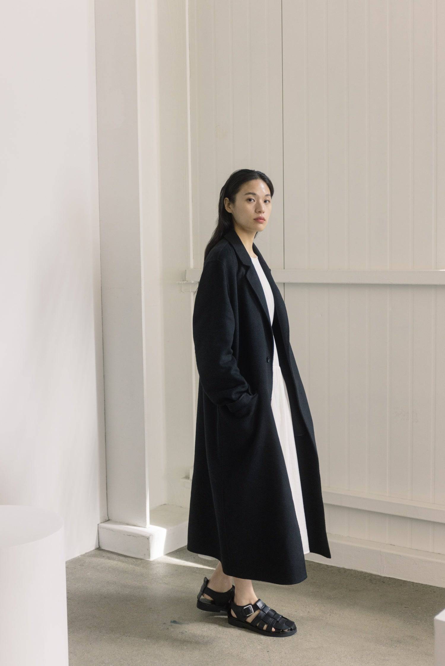 7643229192413, The Spence Coat, Outerwear, All Row, 10/31,allrow,Basic,Basics,Black,Camel,Casual,cf-color-black,cf-color-khaki,cf-size-l,cf-size-m,cf-size-s,cf-vendor-all-row,Coat,collar,Contemporary,Daily,Elongated,Front Pockets,Handsewn,Jacket,Khaki,Mauve,Navy,new,Outerwear,Oversized,Oversized Coat,Polyester,tan,Unisex,Women's,Wool, Information A full-length, oversized coat designed to last the test of time. Hand sewn in a wool-like blend that combines warmth and texture. Perfect to style for daily wear o