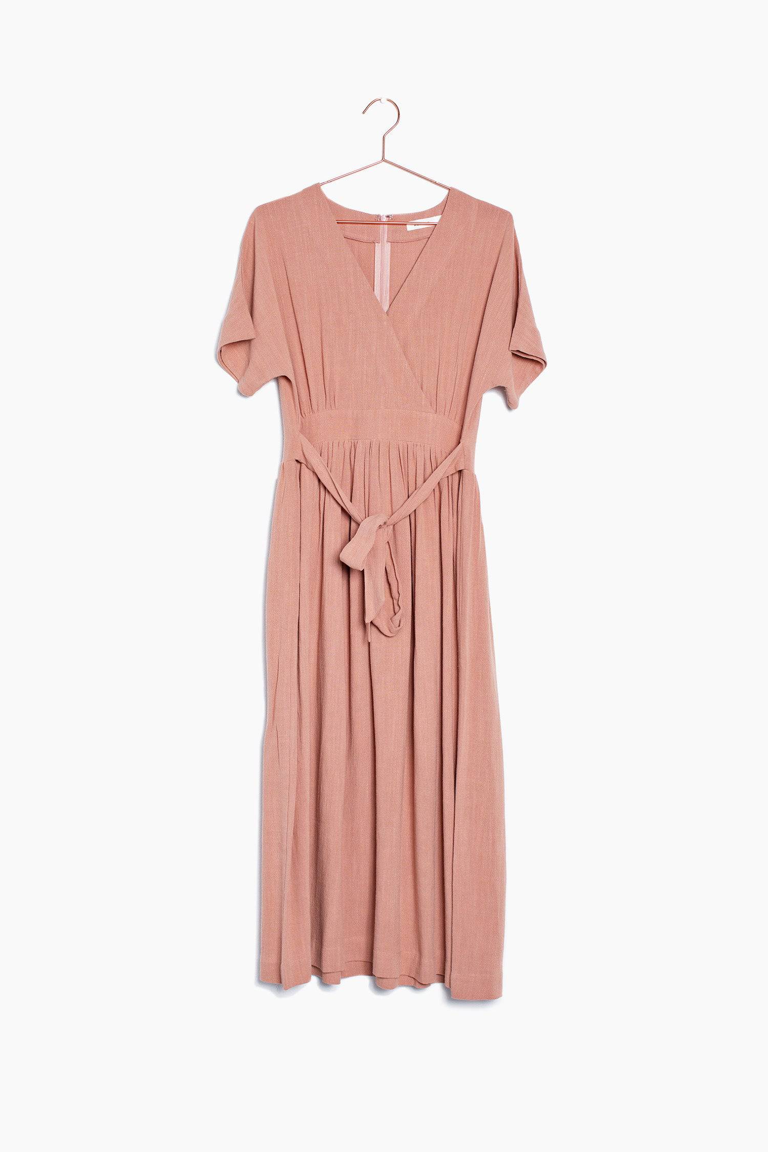 8861270507741, The Palma Dress, Dress, Mod Ref, Belted Tie Waist,Blush,Casual,cf-color-blush,cf-color-tan,cf-color-white,cf-size-l,cf-size-m,cf-size-s,Collar,Detail,Details,Dress,Flow,flowy,Linen,Long Dress,Maxi,maxi dress,Minimal,minimalist,Mod Ref,modref,new,ruched,Soft,Spring,Summer,V neck,V Neckline,Waist Tie,white,Women's,Yellow, Information The Palma Dress is maxi length dress with a v-neckline and waist tie. The piece has feminine touches such as a flutter sleeve and full skirt. Details 70% Linen, 30