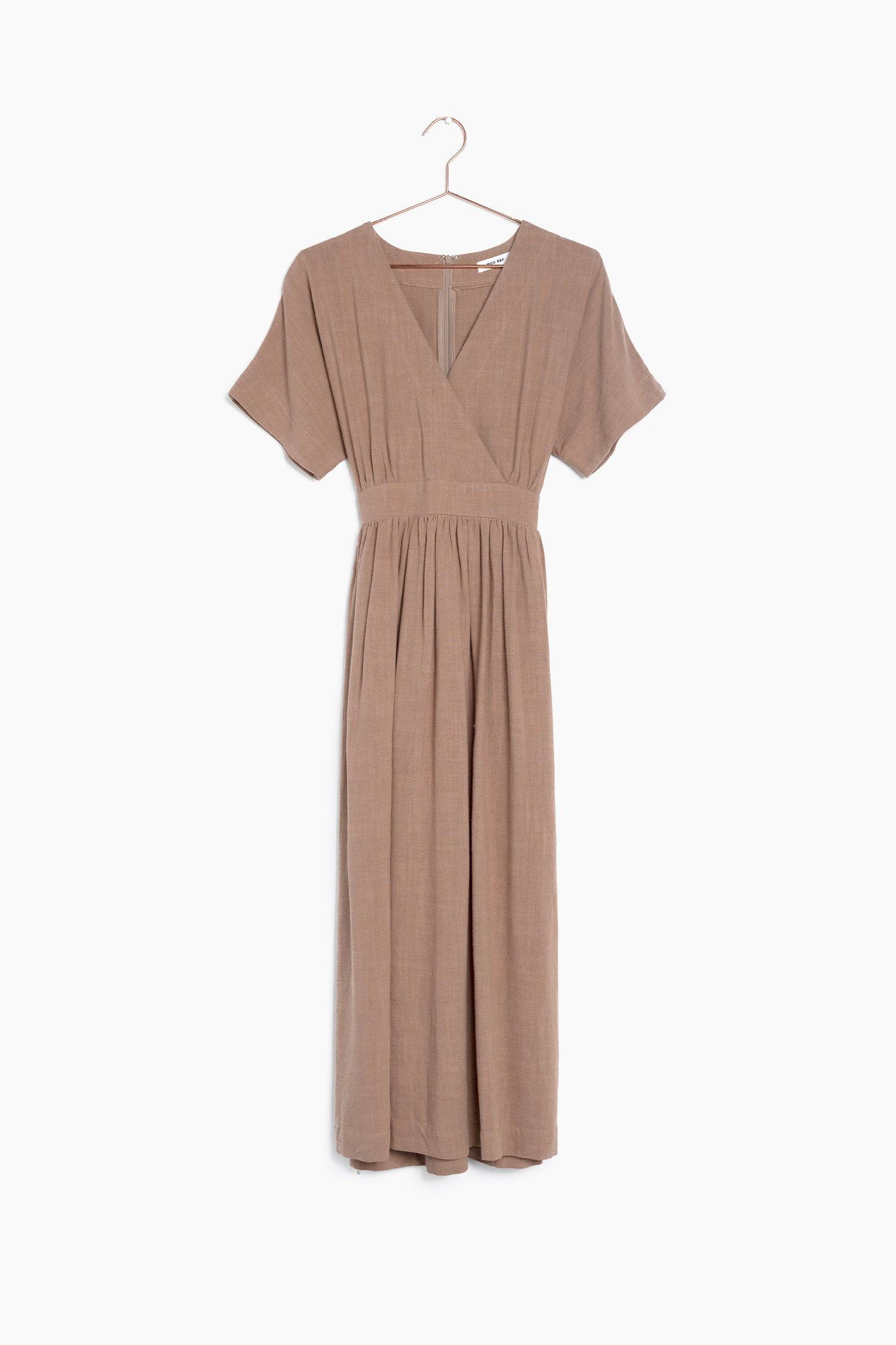 8861270507741, The Palma Dress, Dress, Mod Ref, Belted Tie Waist,Blush,Casual,cf-color-blush,cf-color-tan,cf-color-white,cf-size-l,cf-size-m,cf-size-s,Collar,Detail,Details,Dress,Flow,flowy,Linen,Long Dress,Maxi,maxi dress,Minimal,minimalist,Mod Ref,modref,new,ruched,Soft,Spring,Summer,V neck,V Neckline,Waist Tie,white,Women's,Yellow, Information The Palma Dress is maxi length dress with a v-neckline and waist tie. The piece has feminine touches such as a flutter sleeve and full skirt. Details 70% Linen, 30