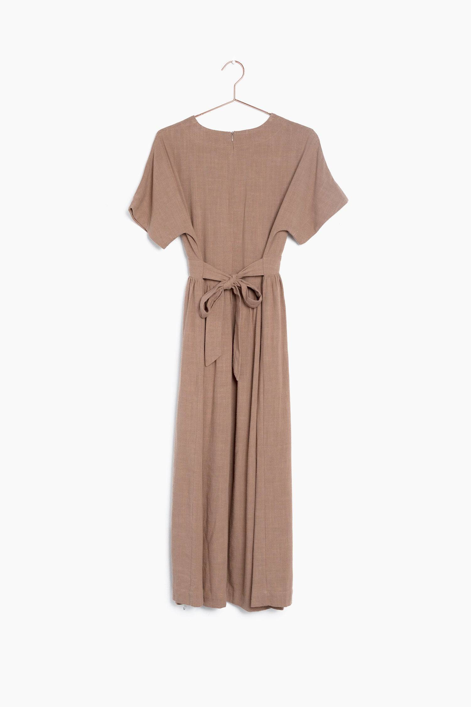8861270507741, The Palma Dress, Dress, Mod Ref, Belted Tie Waist,Blush,Casual,cf-color-blush,cf-color-tan,cf-color-white,cf-size-l,cf-size-m,cf-size-s,Collar,Detail,Details,Dress,Flow,flowy,Linen,Long Dress,Maxi,maxi dress,Minimal,minimalist,Mod Ref,modref,new,ruched,Soft,Spring,Summer,V neck,V Neckline,Waist Tie,white,Women's,Yellow, Information The Palma Dress is maxi length dress with a v-neckline and waist tie. The piece has feminine touches such as a flutter sleeve and full skirt. Details 70% Linen, 30