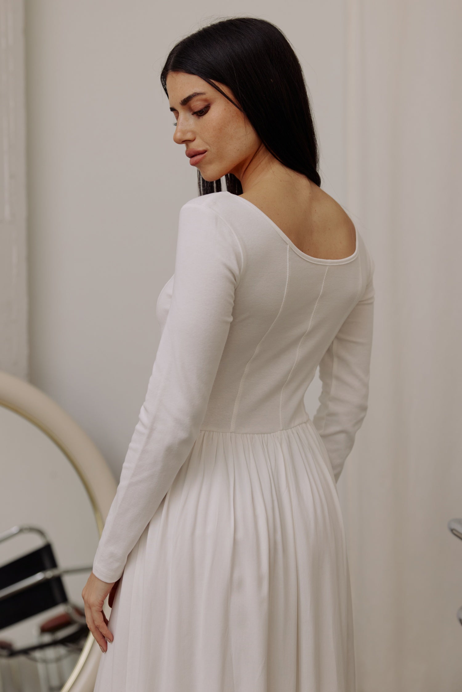8914225758429, The Ellie Dress, Dress, All Row, final,final-sale,finalsale, Information The Ellie Dress is a scoop-neck fit and flare dress that is perfect for any occasion. The top bodice is fabricated from cotton with a hint of spandex, for a comfortable and form-fitting silhouette while the bottom skirt is fabricated from rayon for extra movement. Details Self: 95% Cotton, 5% SpandexLining: 100% RayonContrast: 100% Cotton Sample Sale Terms & Conditions: Items may have minor wear, stretching, blemishes, o