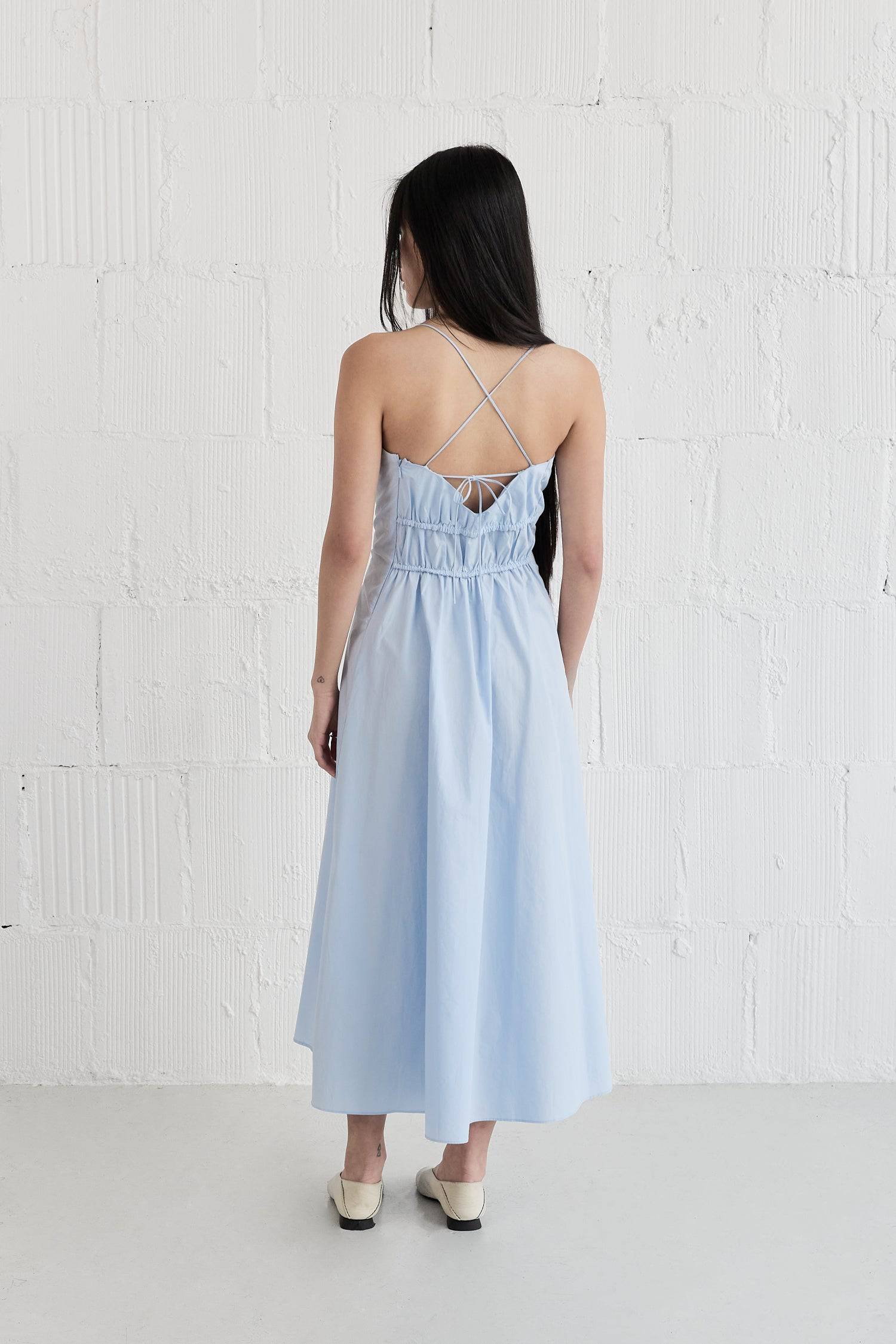 The Alice Dress | Gathered Midi Dress Light Blue / L The Alice Dress | Gathered Midi Dress Light Blue / L