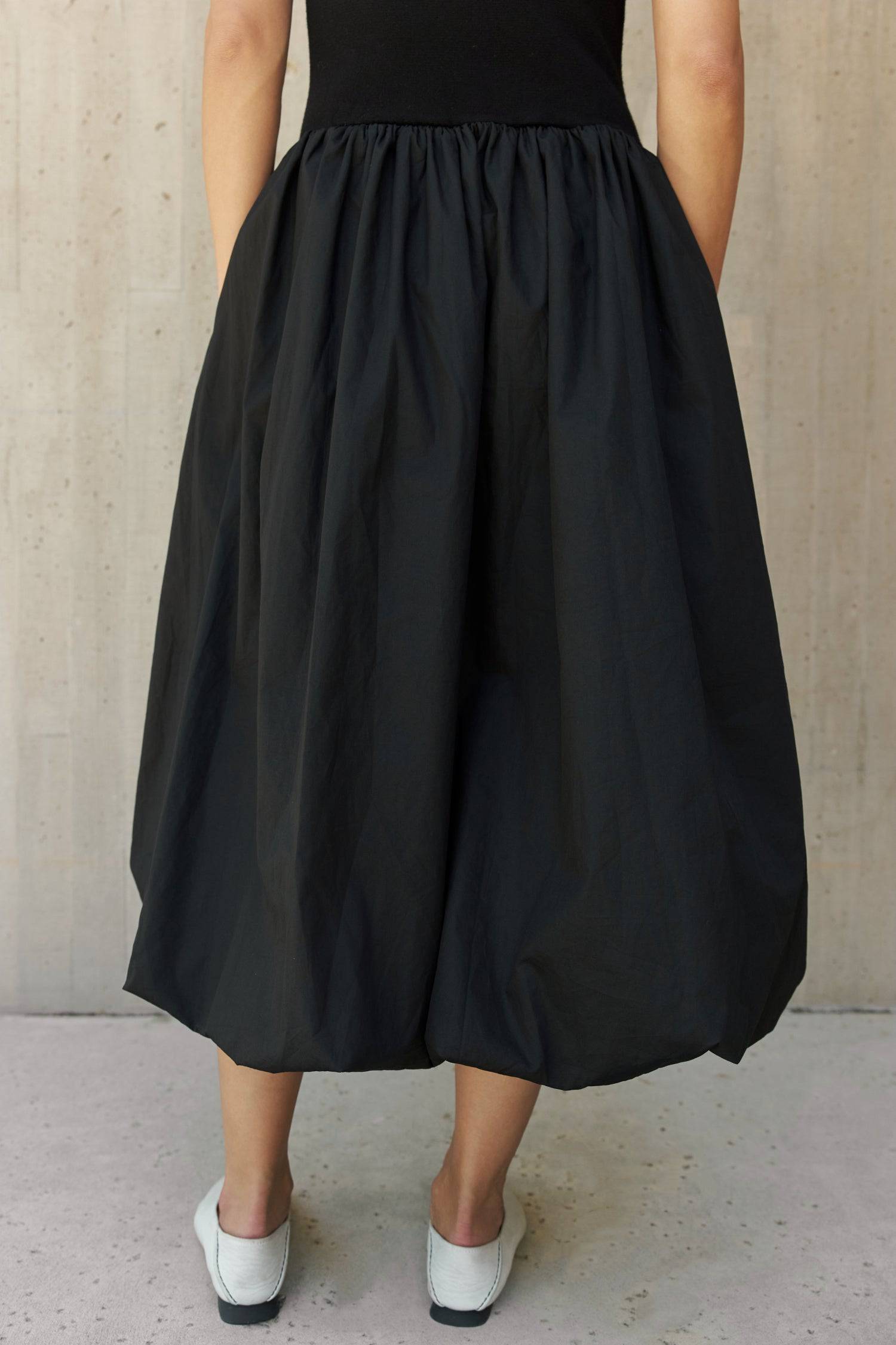 The Bella Dress | Midi Bubble Dress with Knit Top Brown / M The Bella Dress | Midi Bubble Dress with Knit Top Brown / M