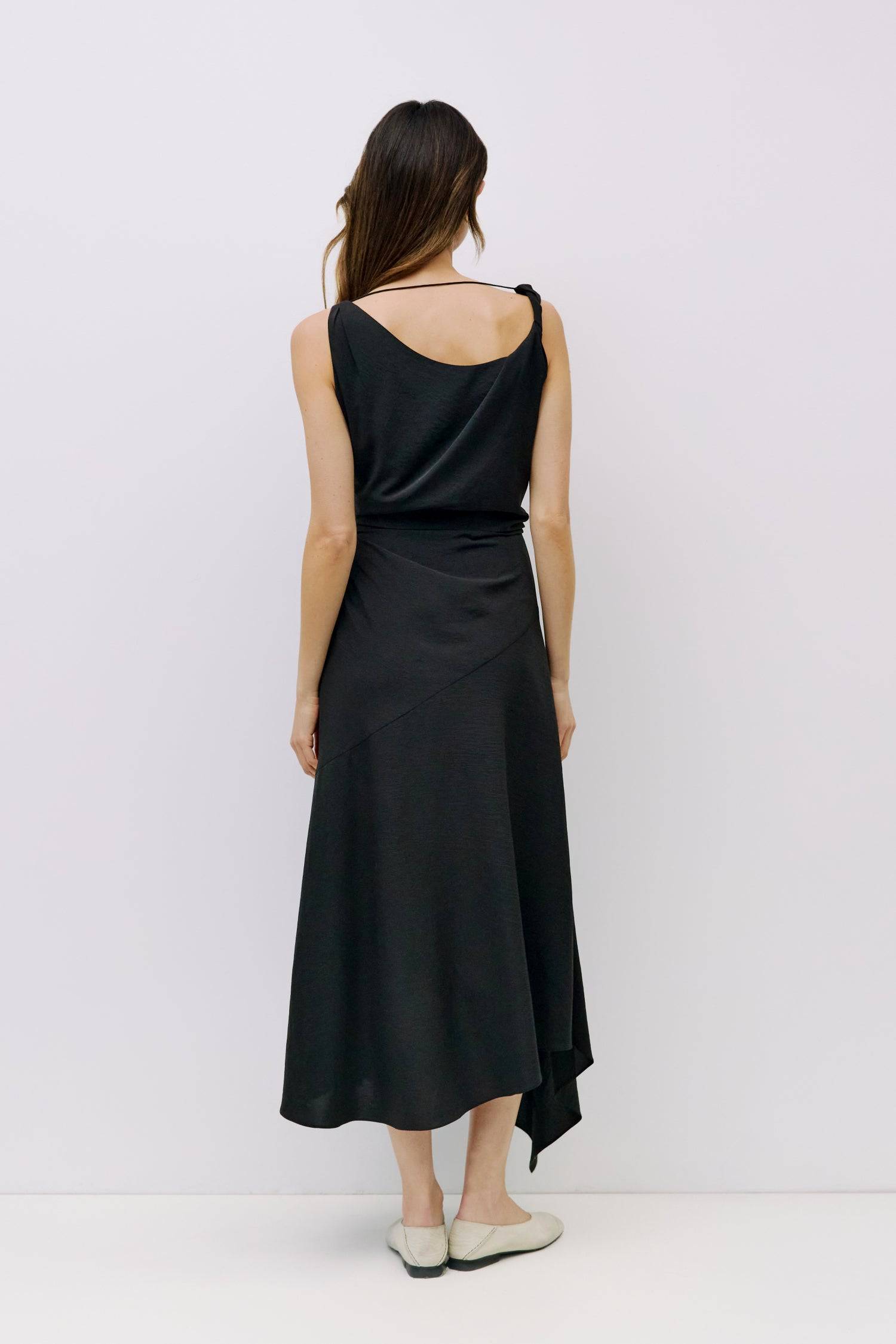 The Renee Dress | Asymmetrical Cowl Neck Dress Black / M The Renee Dress | Asymmetrical Cowl Neck Dress Black / M