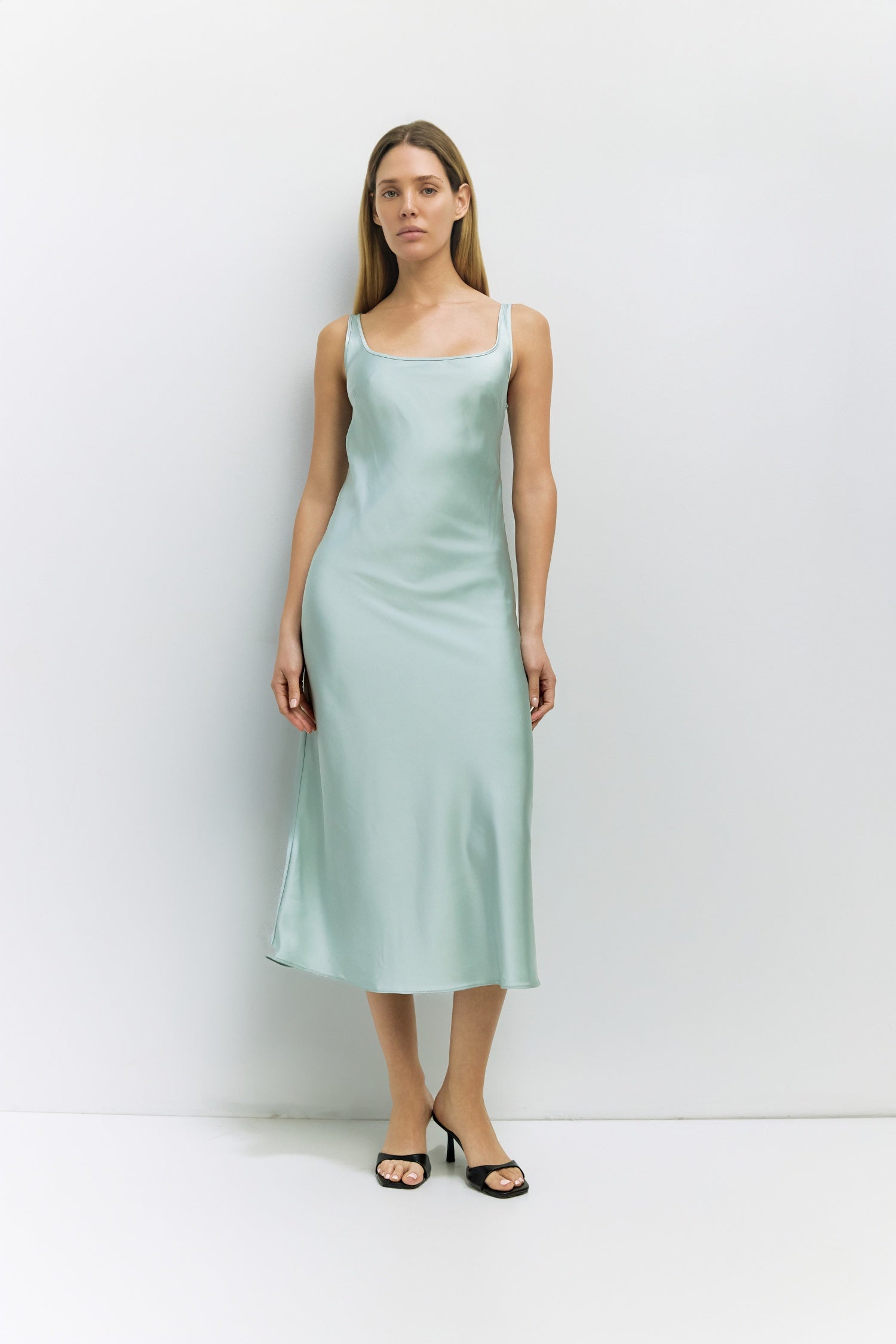 The Saylor Dress | Satin Midi Slip Dress Red / XS