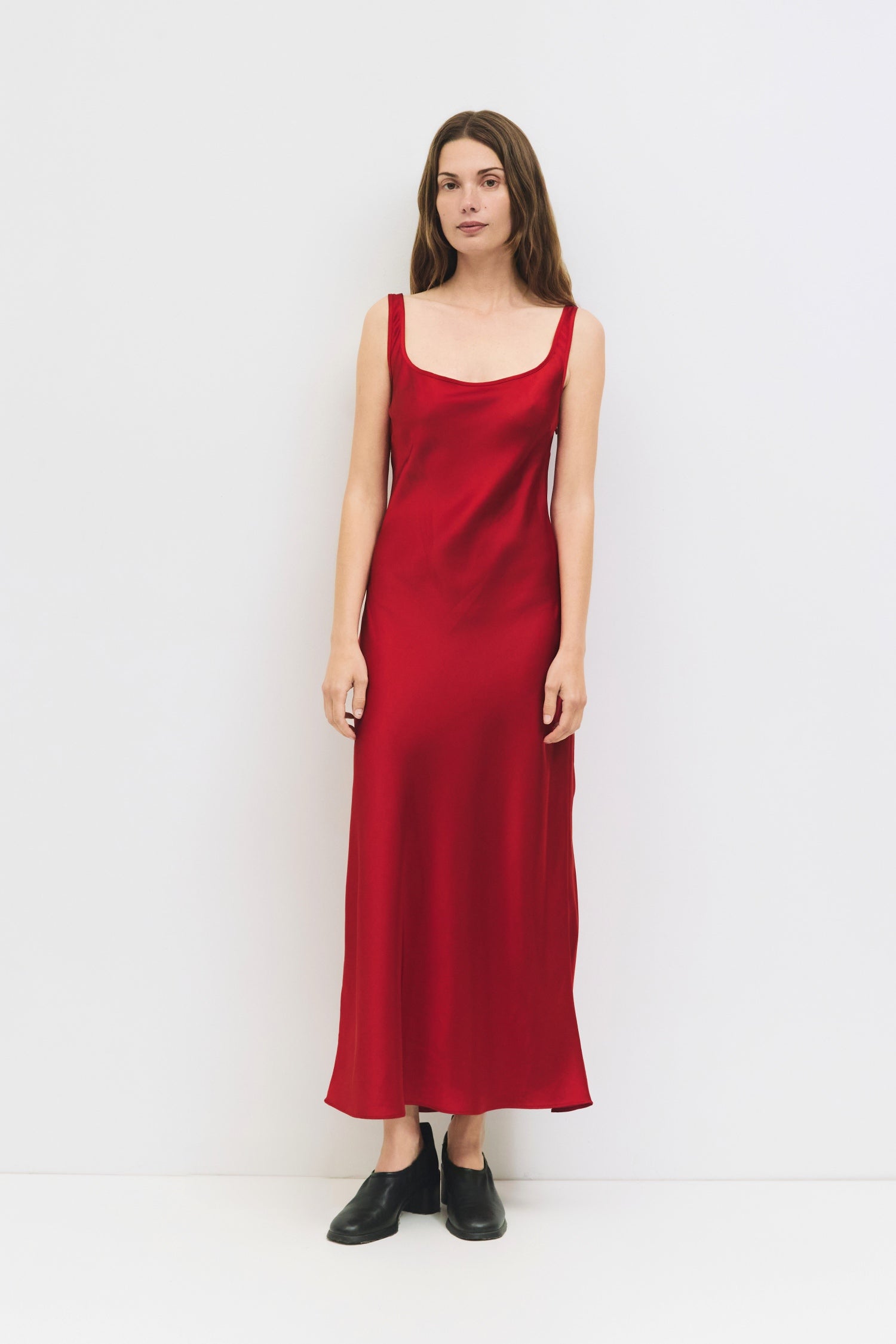 knee length dresses for ladies Saylor Square Neckline White Midi Dress main image 0