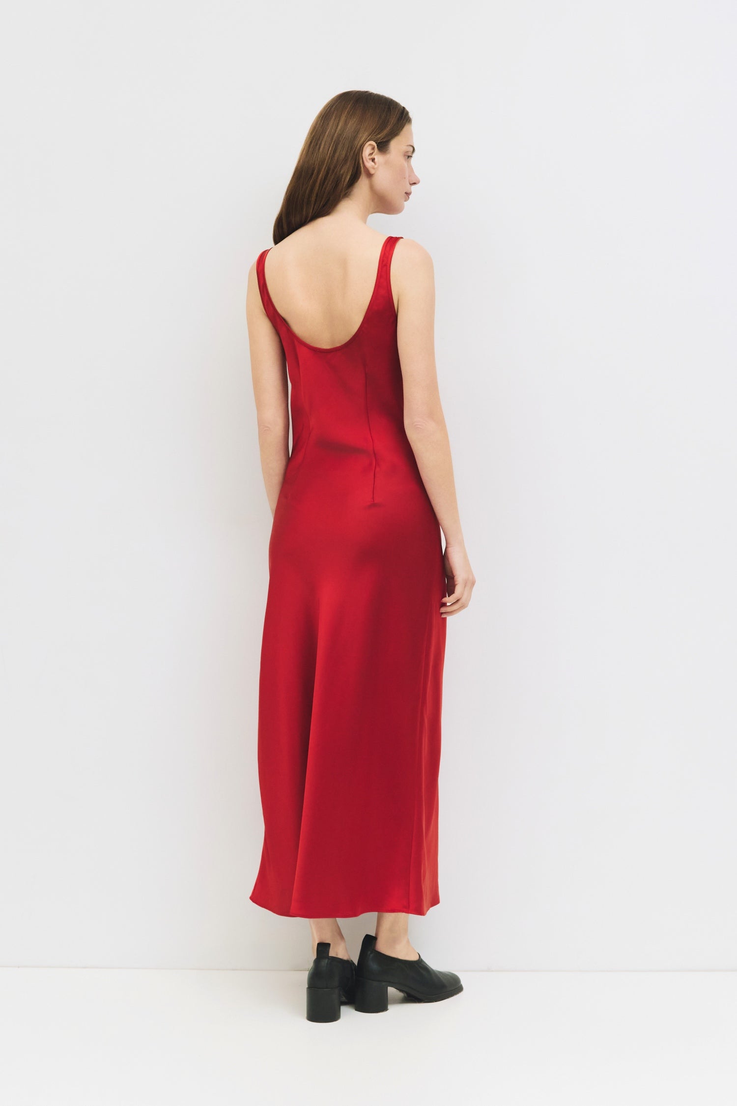 The Saylor Dress | Satin Midi Slip Dress Brown / S The Saylor Dress | Satin Midi Slip Dress Brown / S