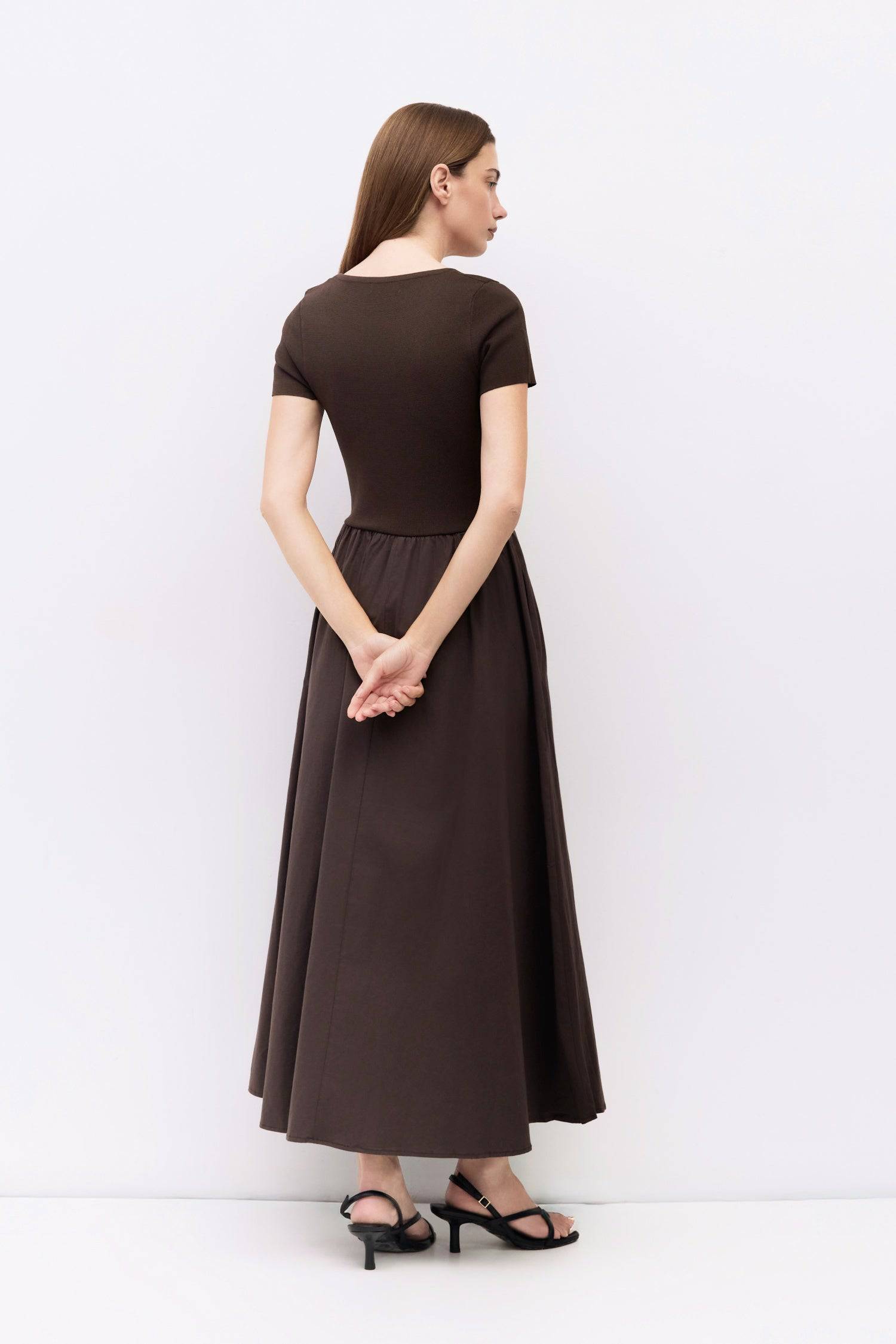 The Lynette Dress | Short Sleeve Midi Dress Navy / XS The Lynette Dress | Short Sleeve Midi Dress Navy / XS