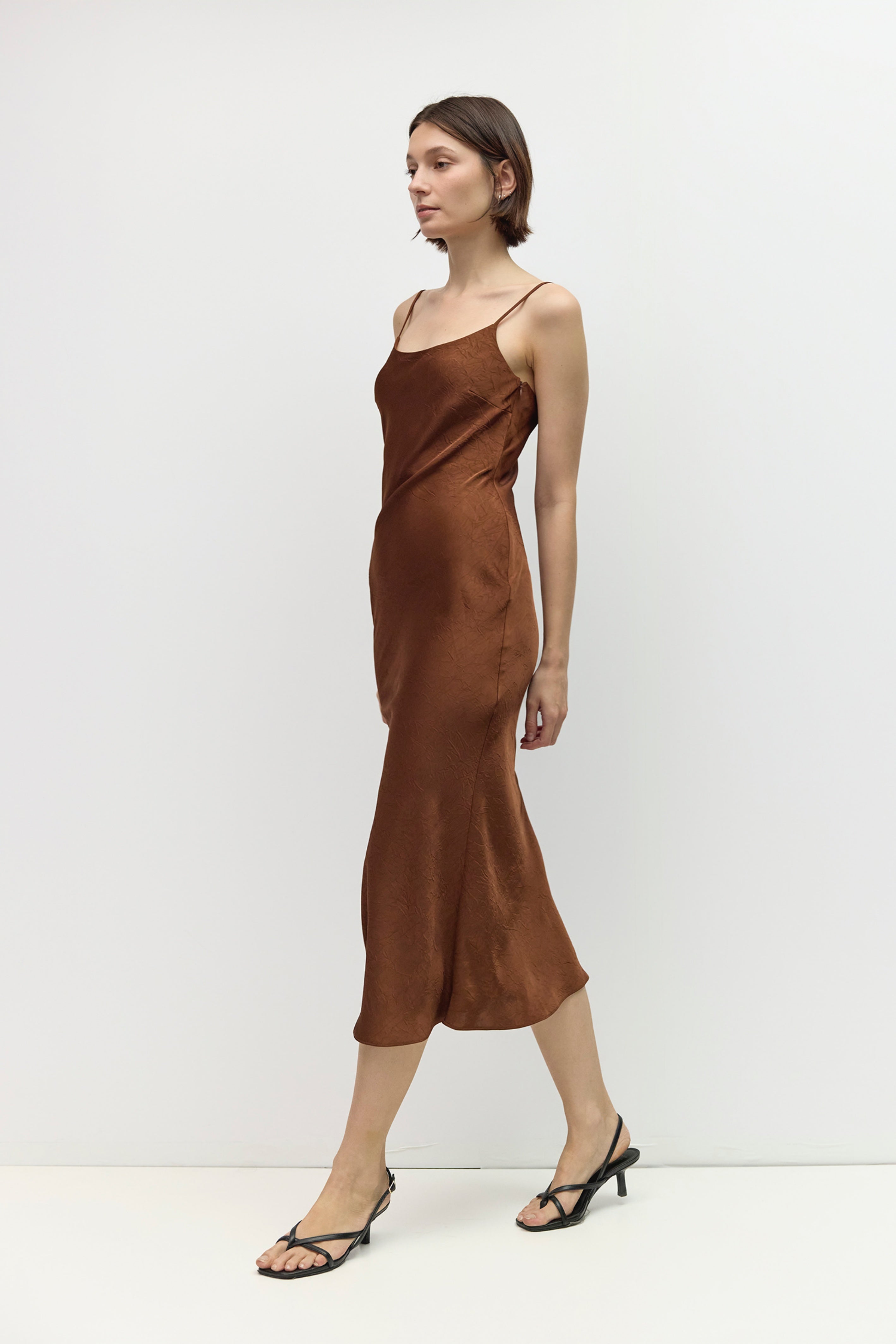 crinkle satin dress Crinkle Satin Slip Dress  ESTHE