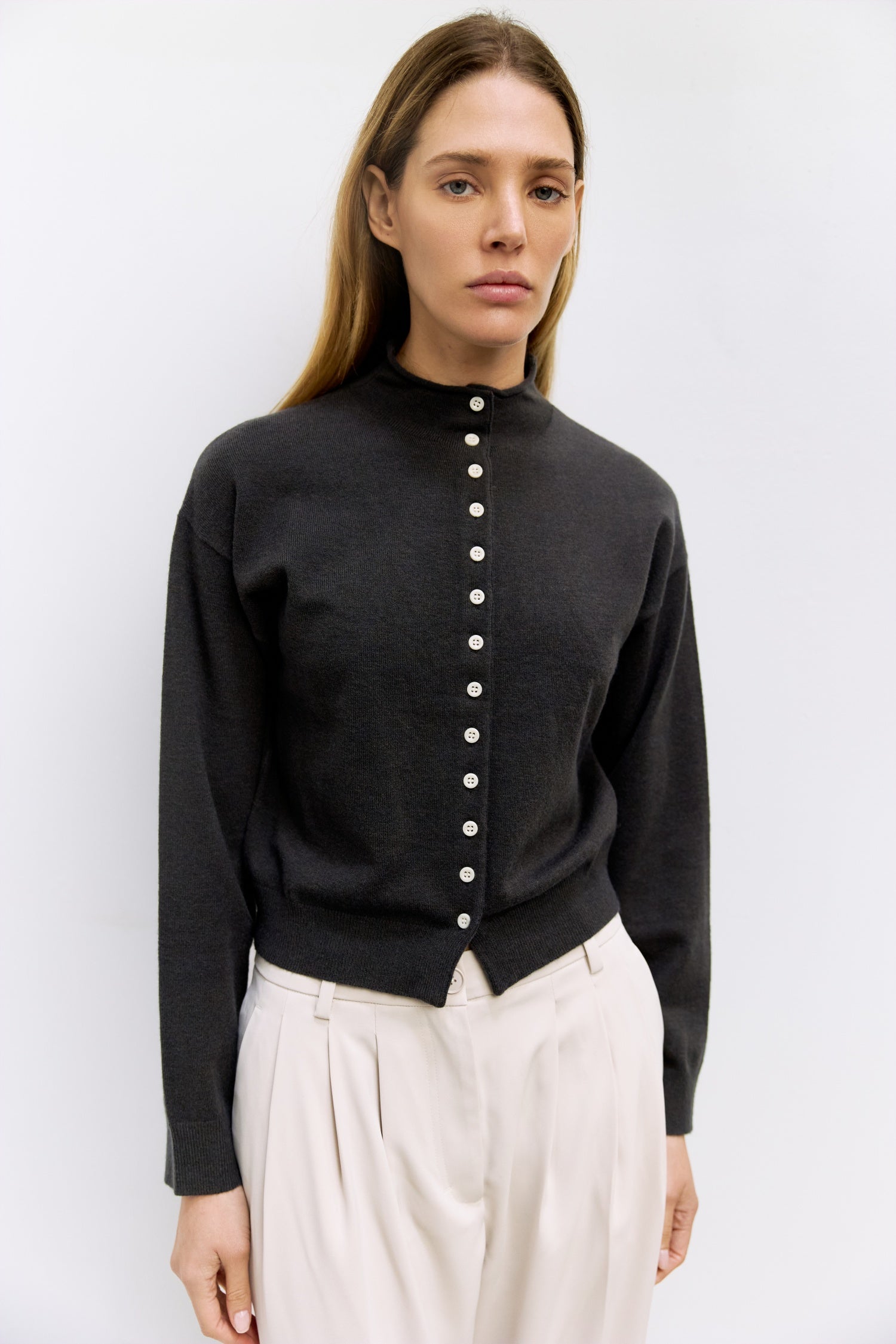 The Brooks Cardigan | High Neck Cardigan