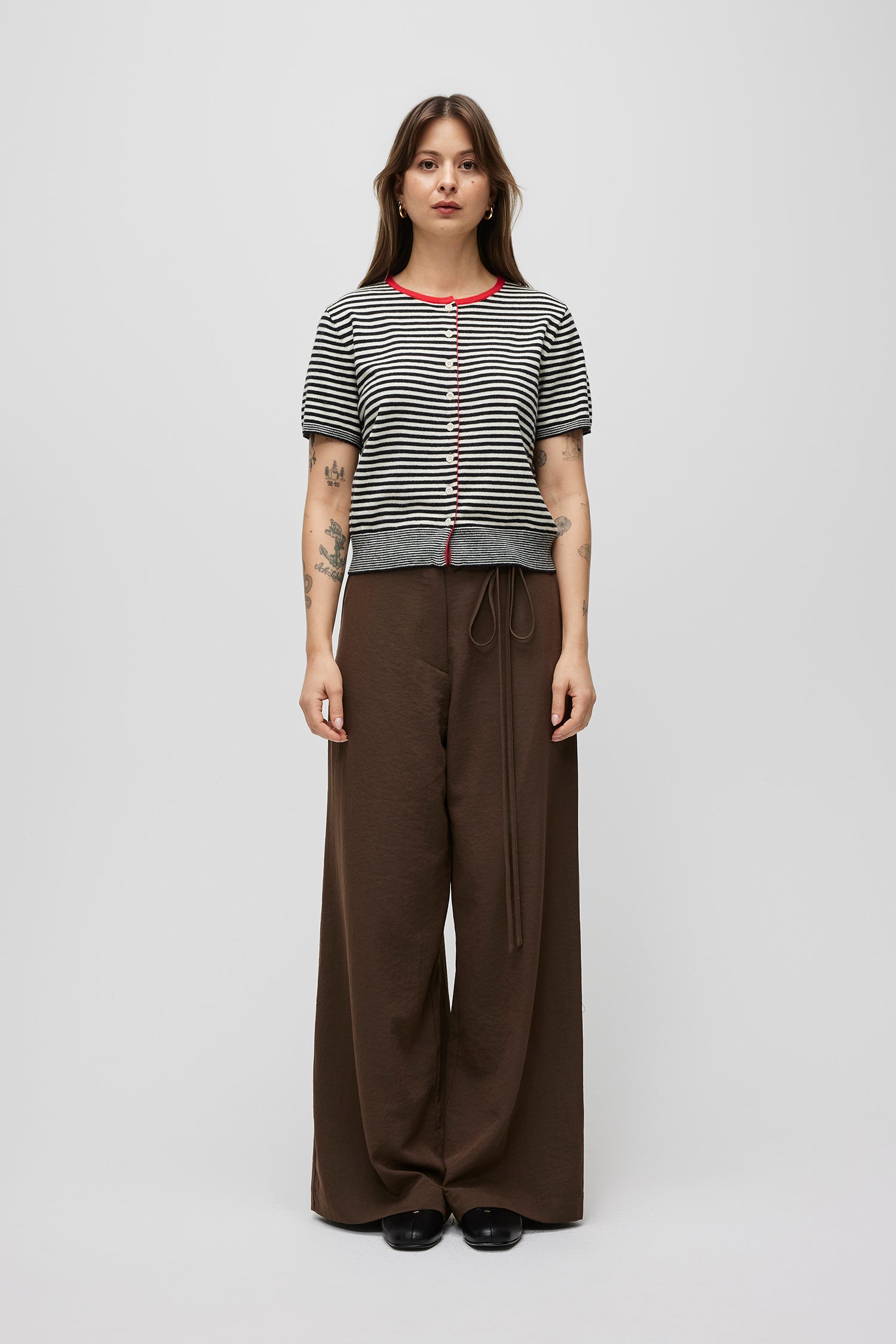 The Faye Cardigan | Striped Short Sleeve Cardigan