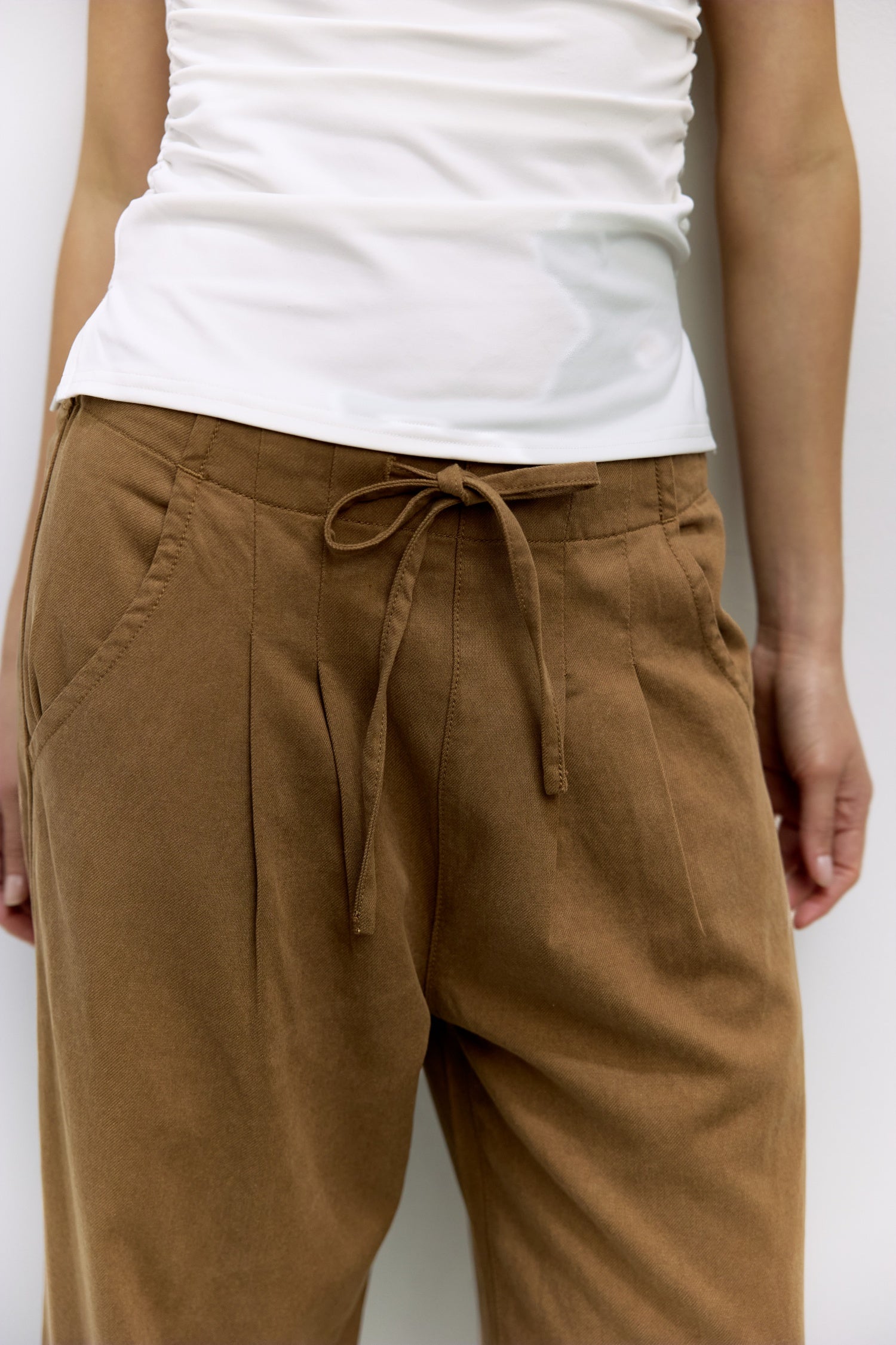 The Nyla Pants | Washed Denim Pleated Pants