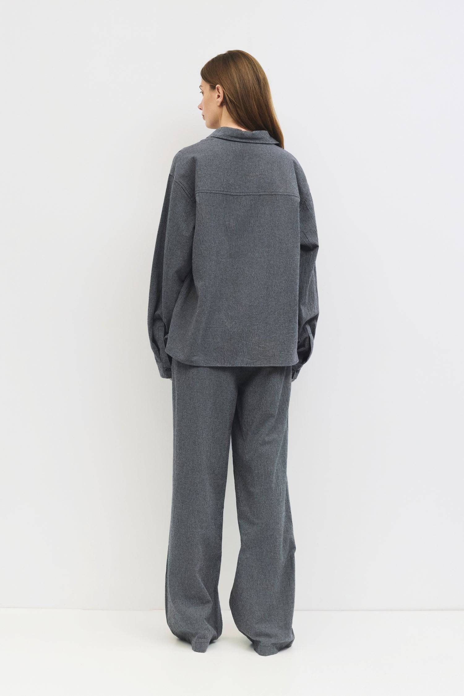 9084461056221, The Ellen Pants, Bottoms, All Row, Basic,Basics,Bottoms,Casual,cf-size-l,cf-size-m,cf-size-s,cf-vendor-mod-ref,Comfortable,Everyday,Front Pocket,Long Pants,mid rise,modref,Pants,Patch Pockets,Pleated,Pockets,Sets,Spring,straight fit,Transitional,white,women,Womens, Information The Ellen Pants are oversized striped trousers crafted from brushed midweight fabric, featuring front pleats for a tailored touch. Designed with a back elastic waistband, front button, and hidden zipper closure, and two