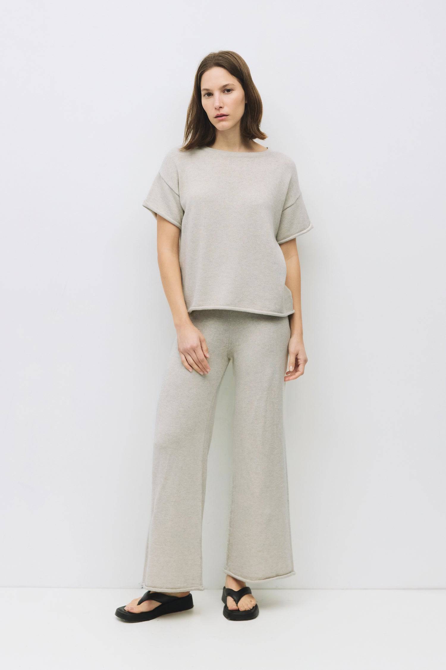 9045198602461, The Colleen Pants, Bottoms, Mod Ref, Basic,Basics,Bottoms,Casual,cf-color-oatmeal,cf-size-l,cf-size-m,cf-size-s,cf-vendor-mod-ref,Comfortable,Elastic,Elastic Waist,Everyday,Front Pocket,Long Pants,matching,Matching Set,mid rise,mid weight,modref,Oatmeal,Pants,Patch Pockets,Pleated,Pockets,raw hem,rolled hem,Sets,Spring,straight fit,Transitional,women,Womens, Information The Colleen Pants are wide-leg knit trousers with a relaxed fit and raw roll-up hem detailing for a laid-back vibe. Made fro