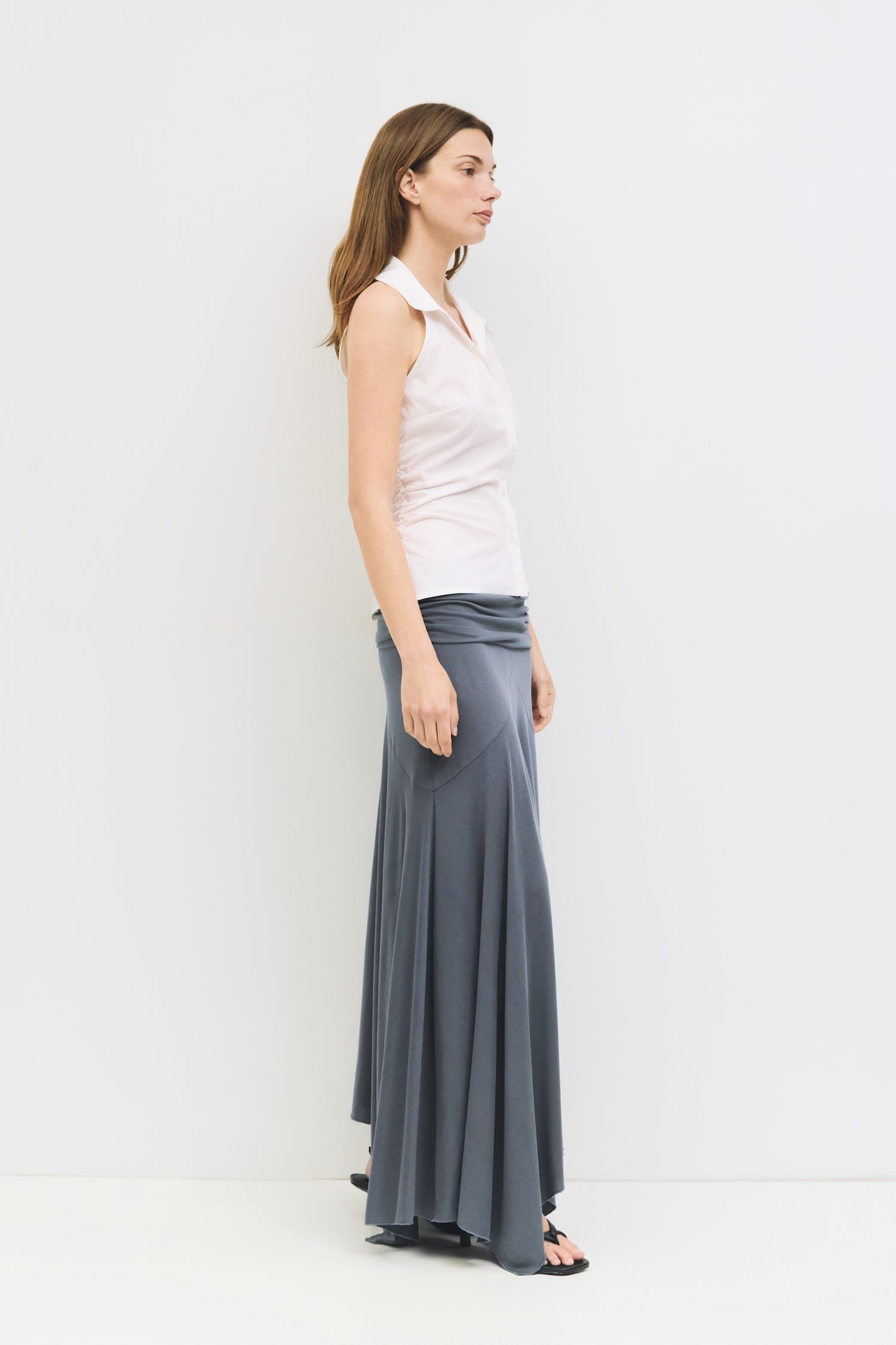 9065329950941, The Oceane Skirt, Bottoms, All Row, Black,Bottom,Bottoms,Breathable,cf-color-black,cf-color-white,cf-size-l,cf-size-m,cf-size-s,cf-vendor-all-row,Comfortable,dressy,Elastic,Elastic Waist,Elastic Waistband,Elegant,everyday,High Waist,matching,Matching Set,Maxi,maxi skirt,new,ruched,Semi-Formal,Skirt,spring,Summer,versatile,womens, Information The Oceane Skirt is designed with a softly draped handkerchief hem for effortless movement. The ruched elastic waist creates a flattering, sculpted shape