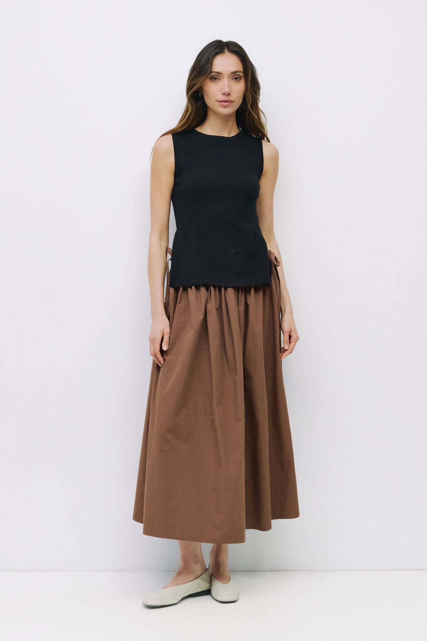 andmary Mel gather skirt Mサイズ　brown ANDMARY】Mel gather skirt