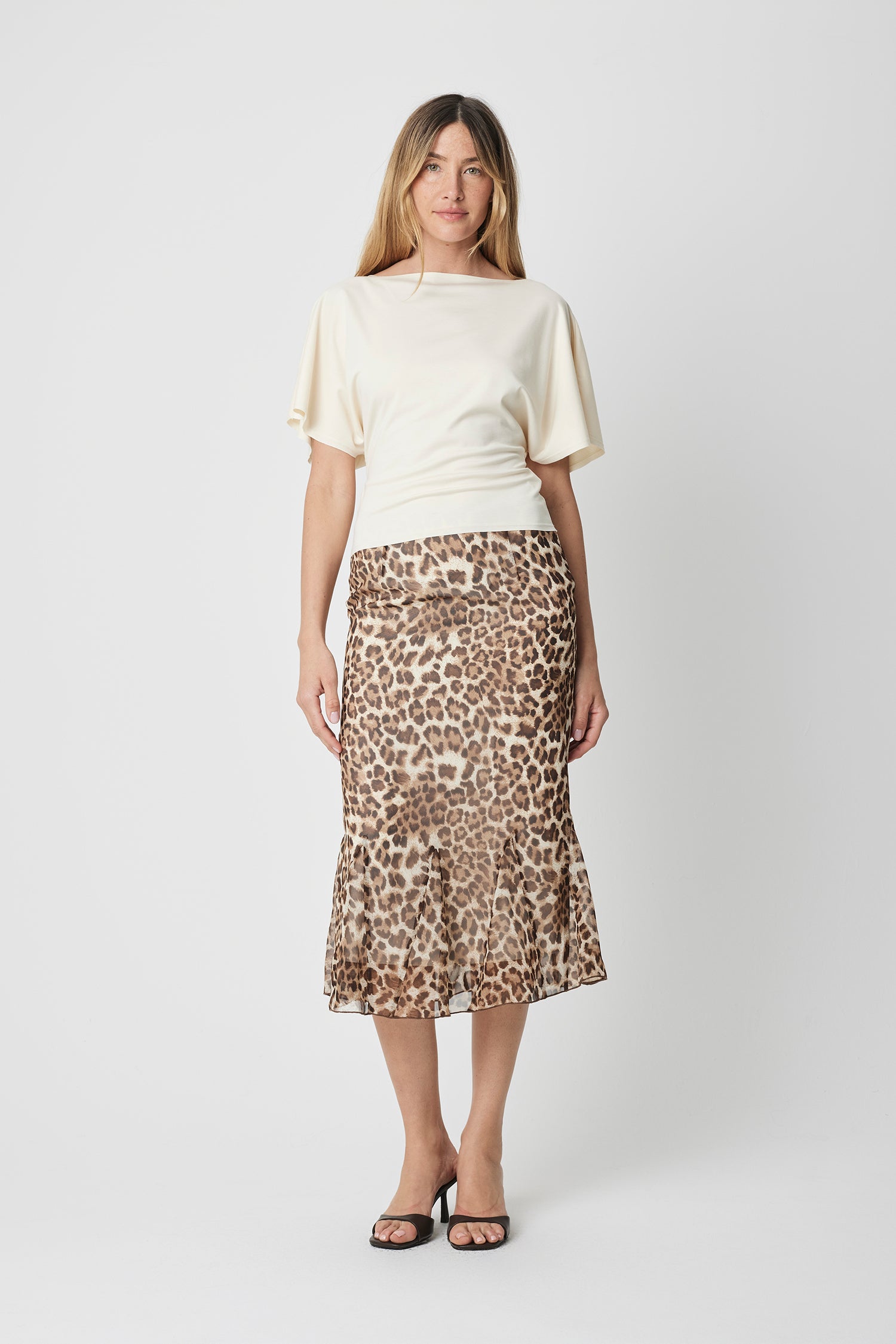 The Vela Skirt | Leopard Chiffon Midi Skirt