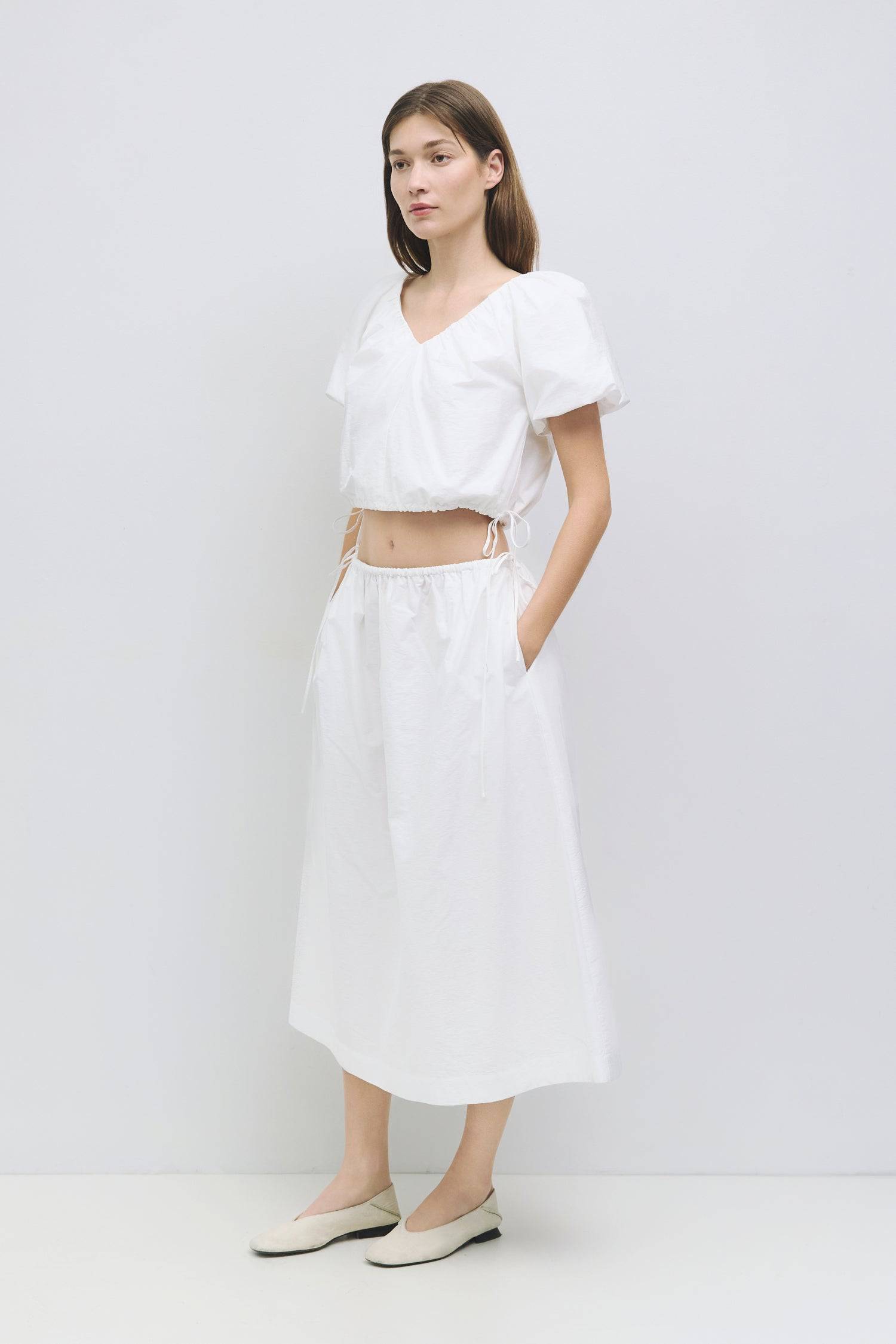 The Ina Skirt | Textured Midi Skirt with Side Ties – Mod Ref