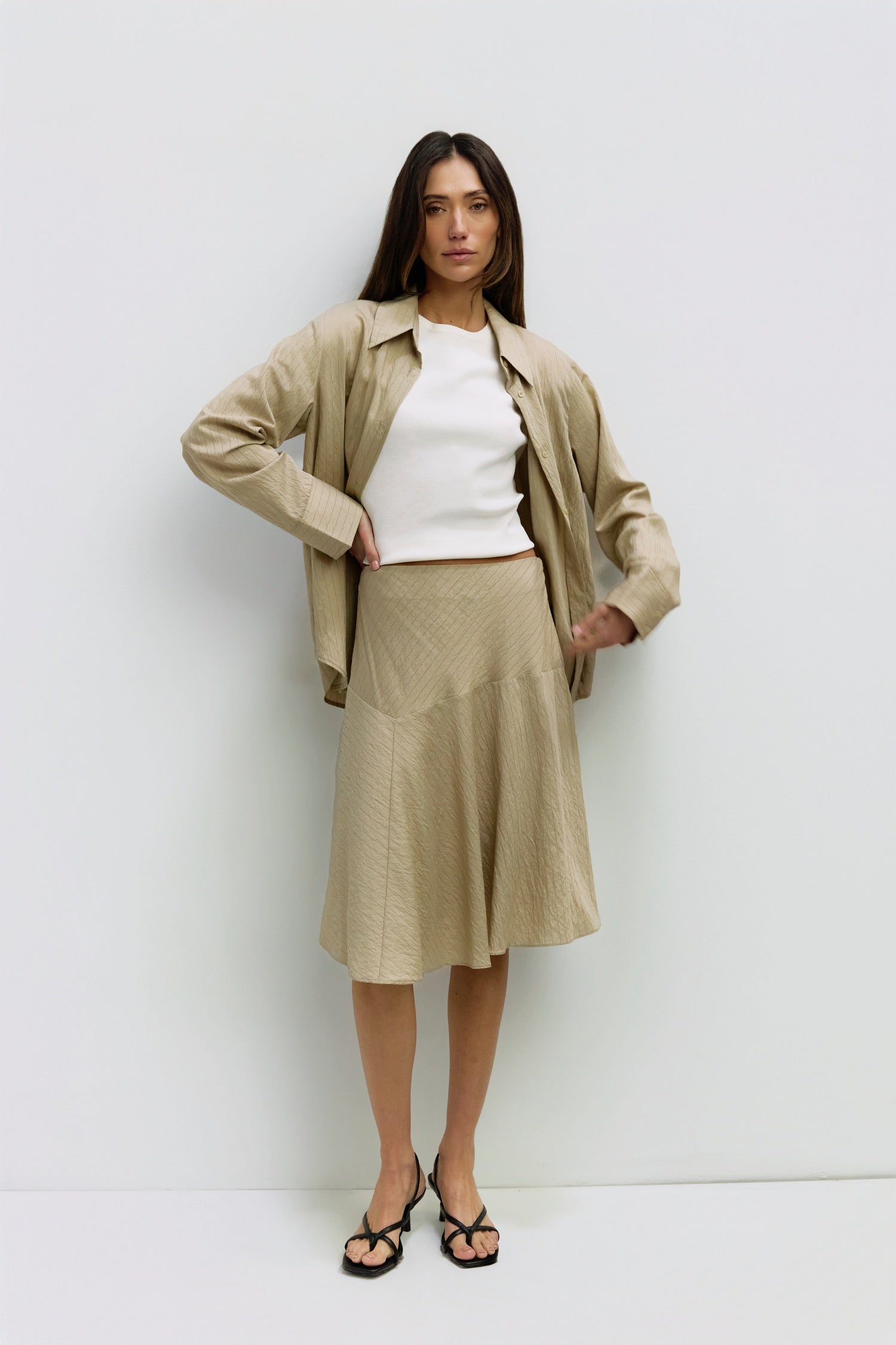 The Alexandra Skirt | Sheer Pinstripe Asymmetrical Skirt