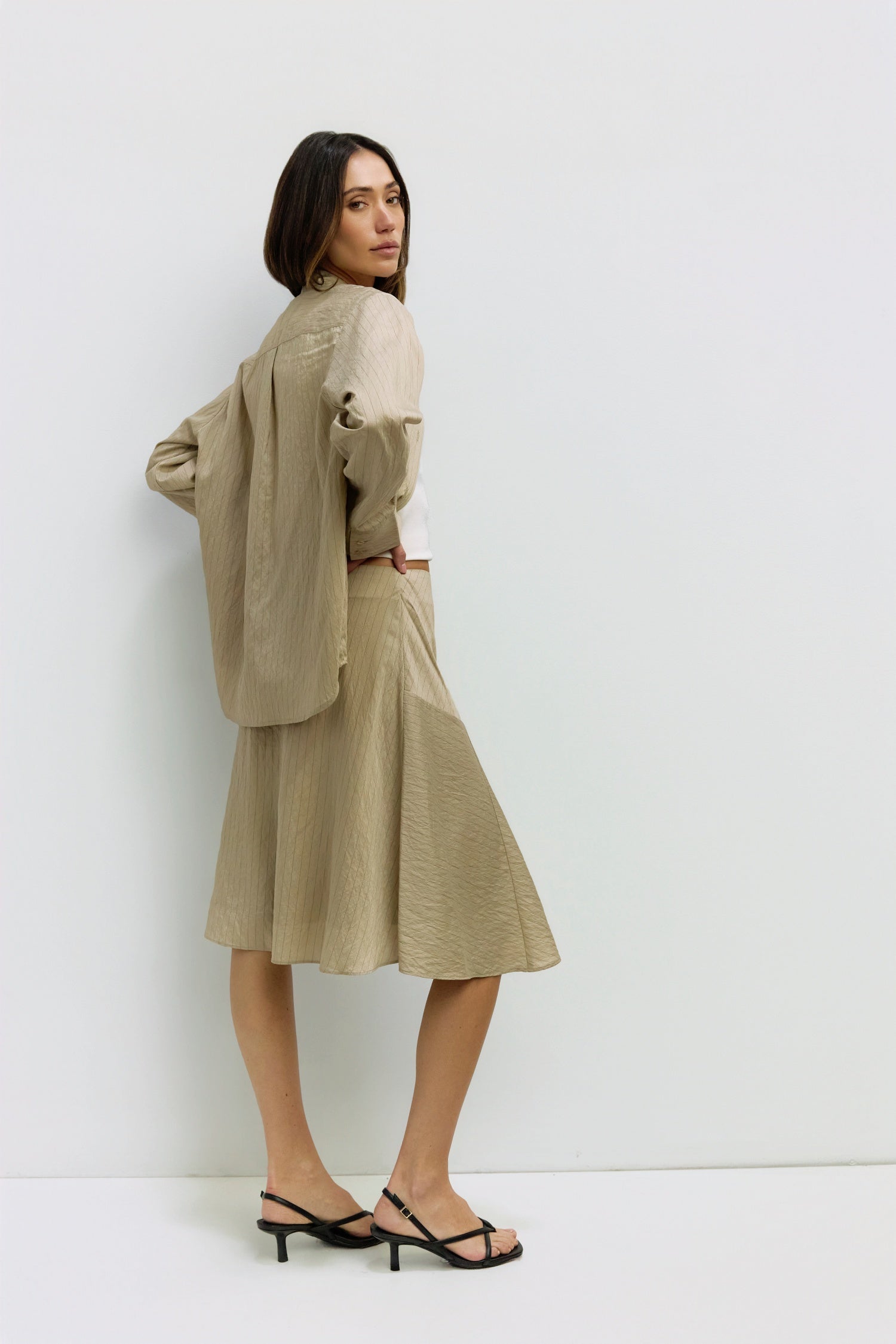 The Alexandra Skirt | Sheer Pinstripe Asymmetrical Skirt