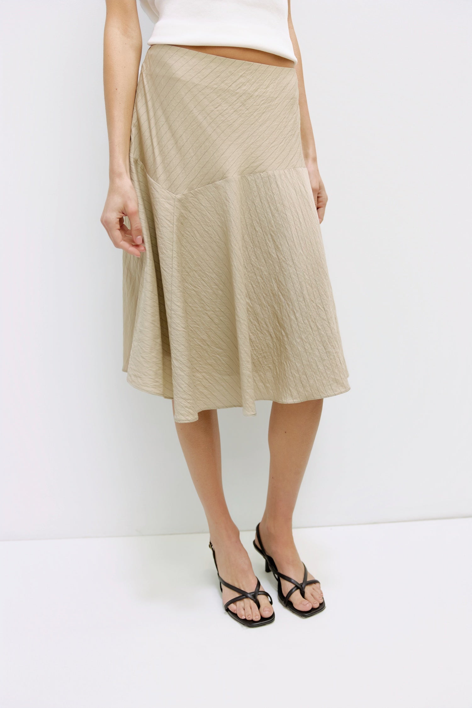 The Alexandra Skirt | Sheer Pinstripe Asymmetrical Skirt