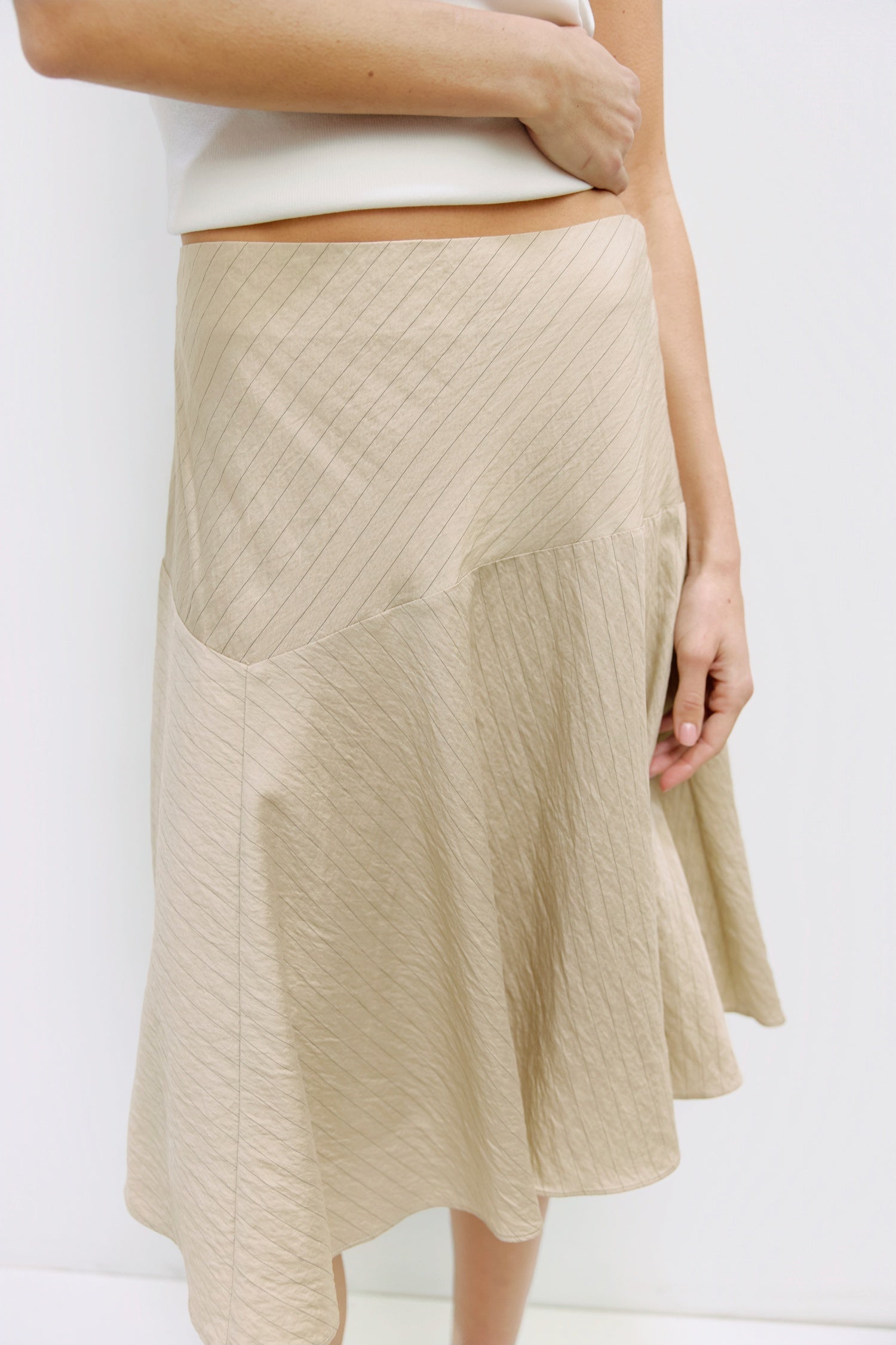 The Alexandra Skirt | Sheer Pinstripe Asymmetrical Skirt