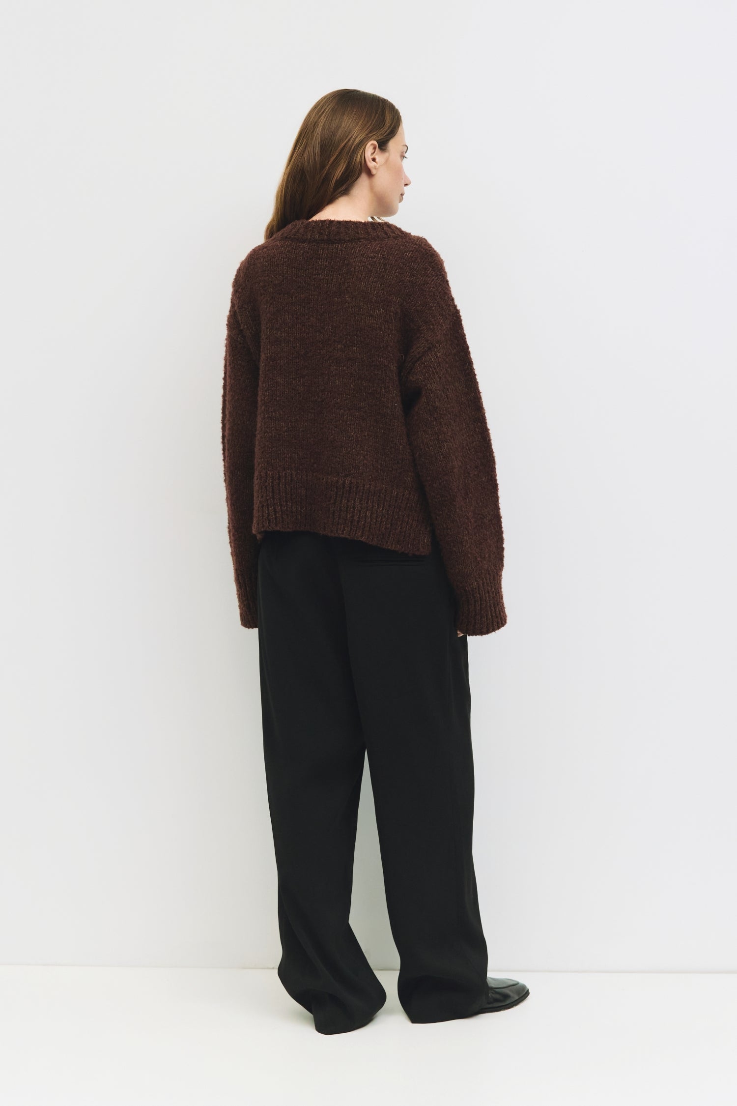 The Glen Sweater | Boucle Knit V Neck Sweater