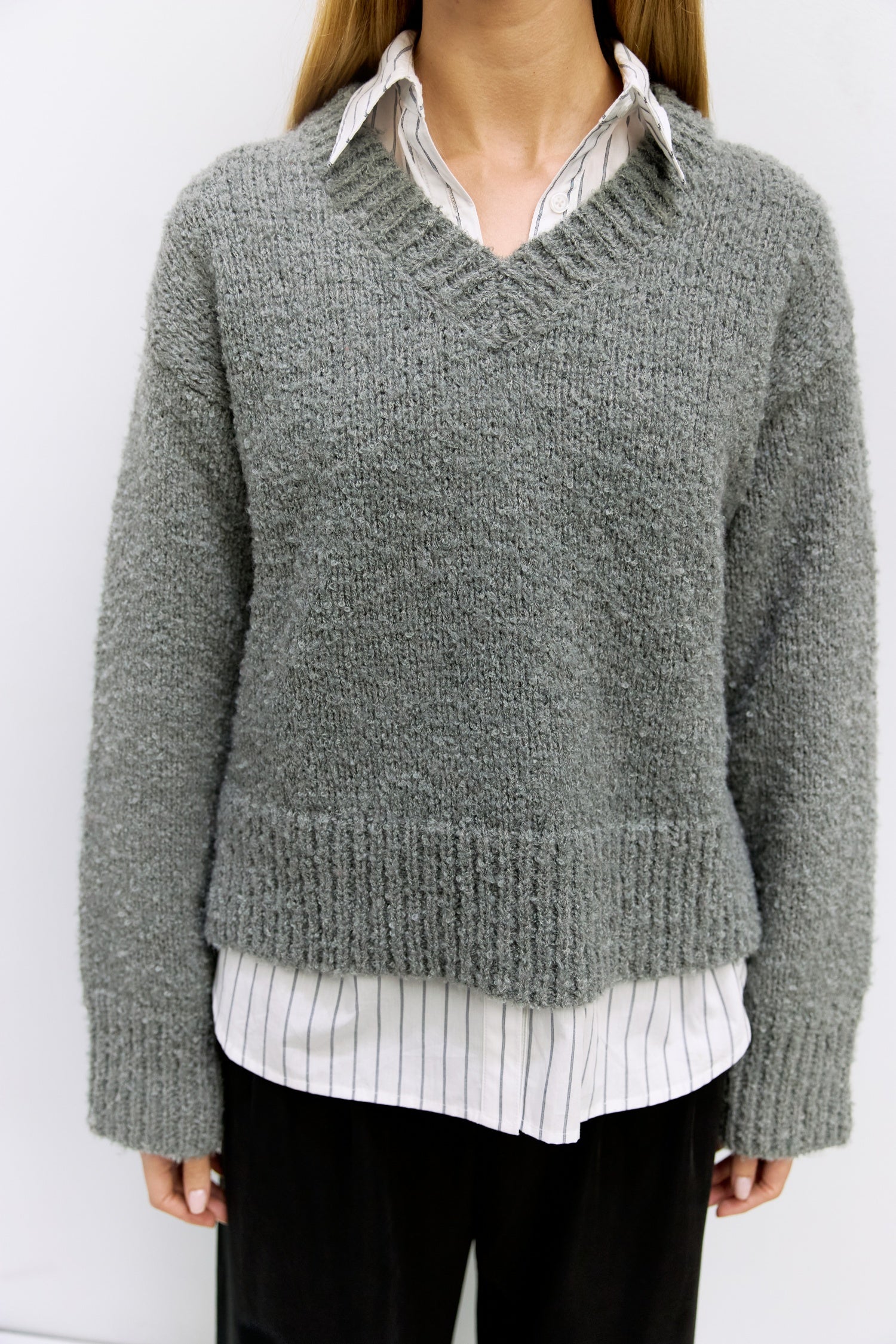 H BEAUTY&amp;YOUTH【BOUCLE KNIT PULLOVER】 On 34th Women's Bouclé Crewneck Pullover Sweater, Created for