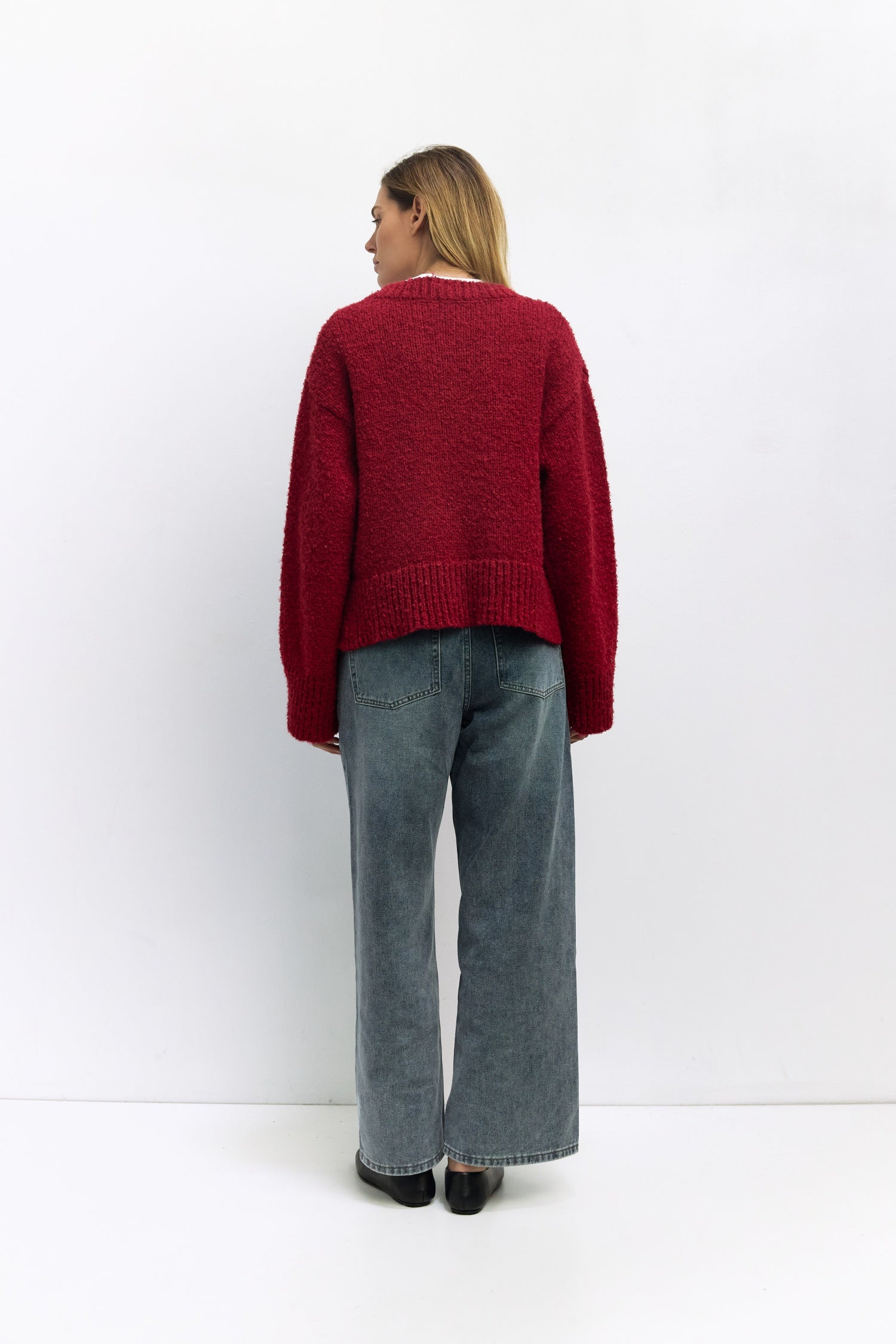 The Glen Sweater | Boucle Knit V Neck Sweater