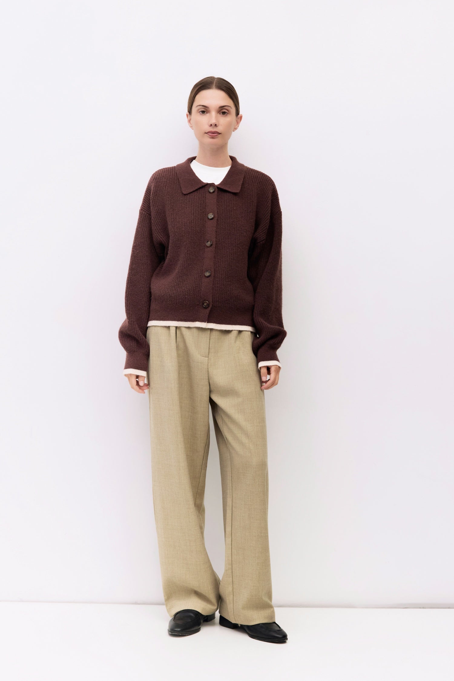 The Hans Cardigan | Contrast Hem Collared Cardigan