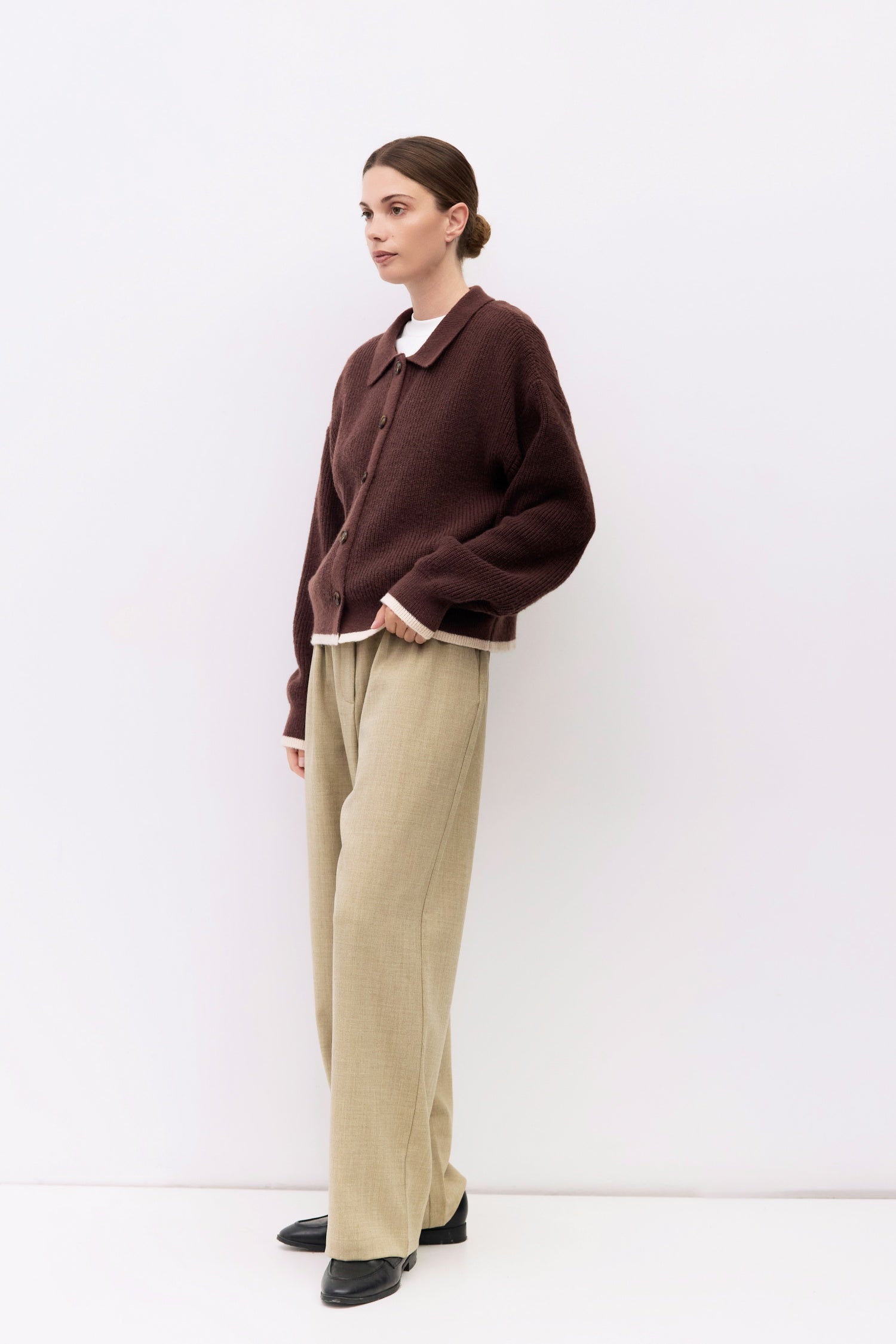 The Hans Cardigan | Contrast Hem Collared Cardigan
