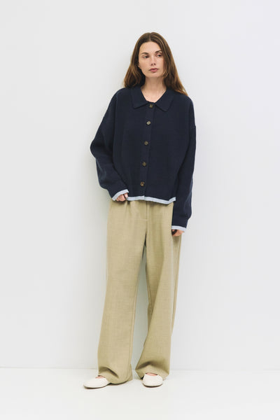 The Hans Cardigan | Contrast Hem Collared Cardigan