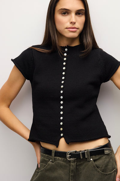 The Alana Top | Summer Knit Button-Down Top