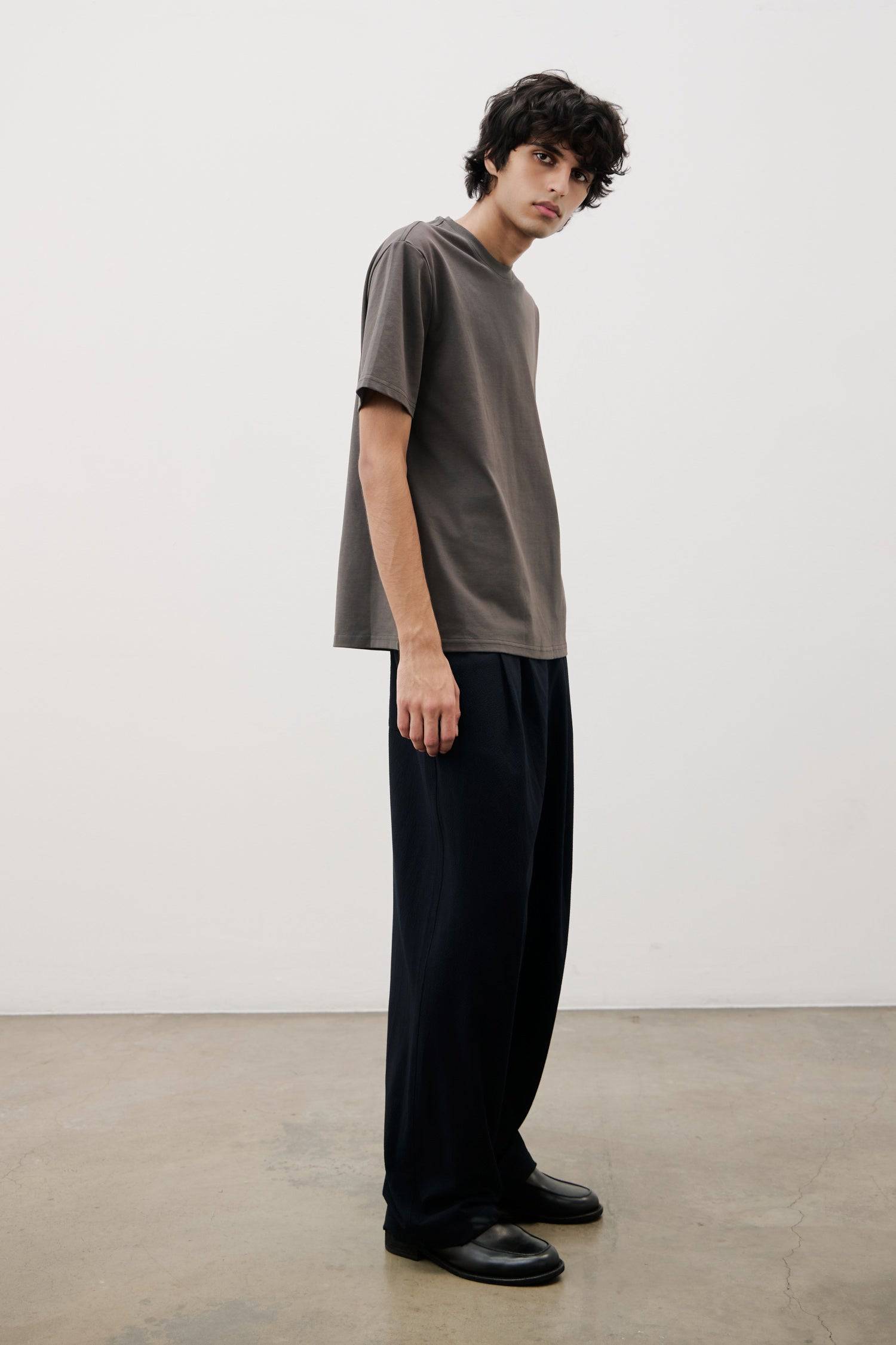 9094387925213, The Colin Top, Tops, Common Market, Basics,Black,Blue,Casual,cf-color-black,cf-color-white,cf-size-l,cf-size-m,cf-size-s,cf-size-xl,cf-size-xxl,cf-vendor-common-market,Charcoal,Comfortable,Everyday,Grey,Heather Grey,Men's,Ribbed,Ribbed Fabric,Ribbed Top,Short Sleeve,Solid,T-Shirt,Tee,Tops, Information The Colin Top is a relaxed-fit tee crafted from midweight cotton jersey for soft, everyday comfort. Featuring a classic crewneck and short sleeves, it’s a versatile essential for any wardrobe. D