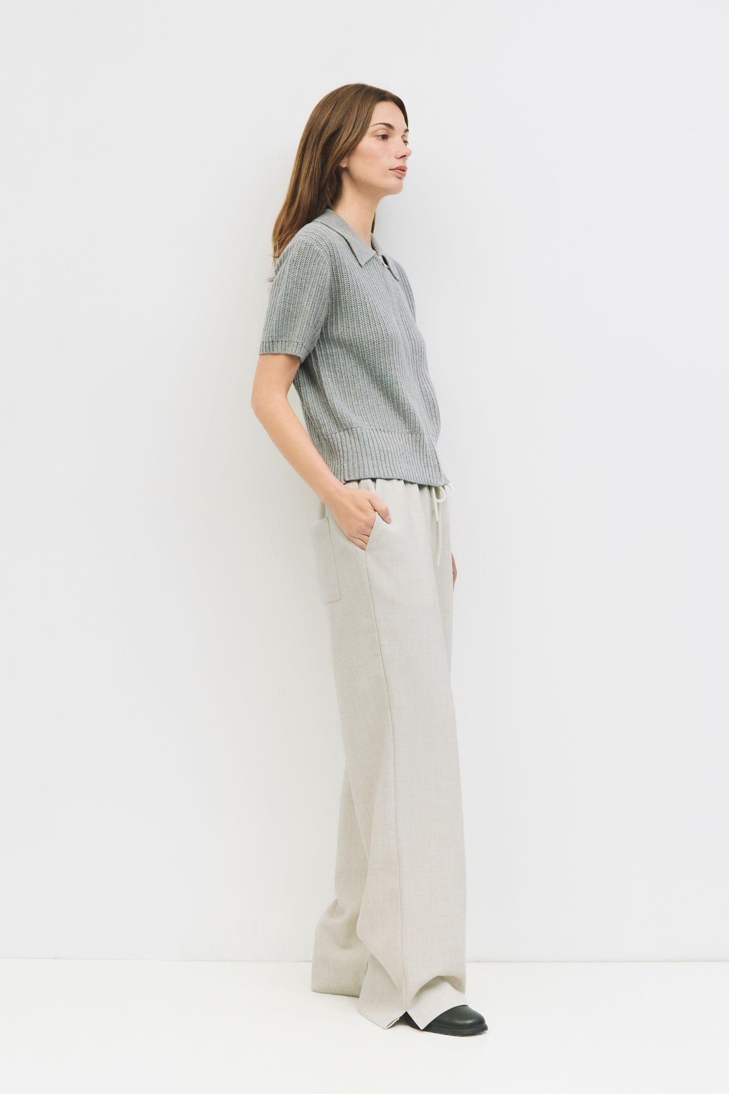 9045652603101, The Nadia Top, Tops, Mod Ref, Casual,cf-color-grey,cf-color-khaki,cf-size-l,cf-size-m,cf-size-s,cf-size-xl,cf-size-xs,cf-vendor-mod-ref,cinched,Cinched Waist,collared,Collared Top,Comfortable,Cotton,Everyday,Grey,Khaki,Knit,mid weight,Mod Ref,modref,new,Relaxed,Relaxed Fit,Rib Knit,Short Sleeve,Soft Knit,Top,Tops,Transitional,Women's,womens top,Zip Up, Information The Nadia Top is a short-sleeve knit top crafted from a midweight open knit for a breathable feel, collared neckline, and a front 