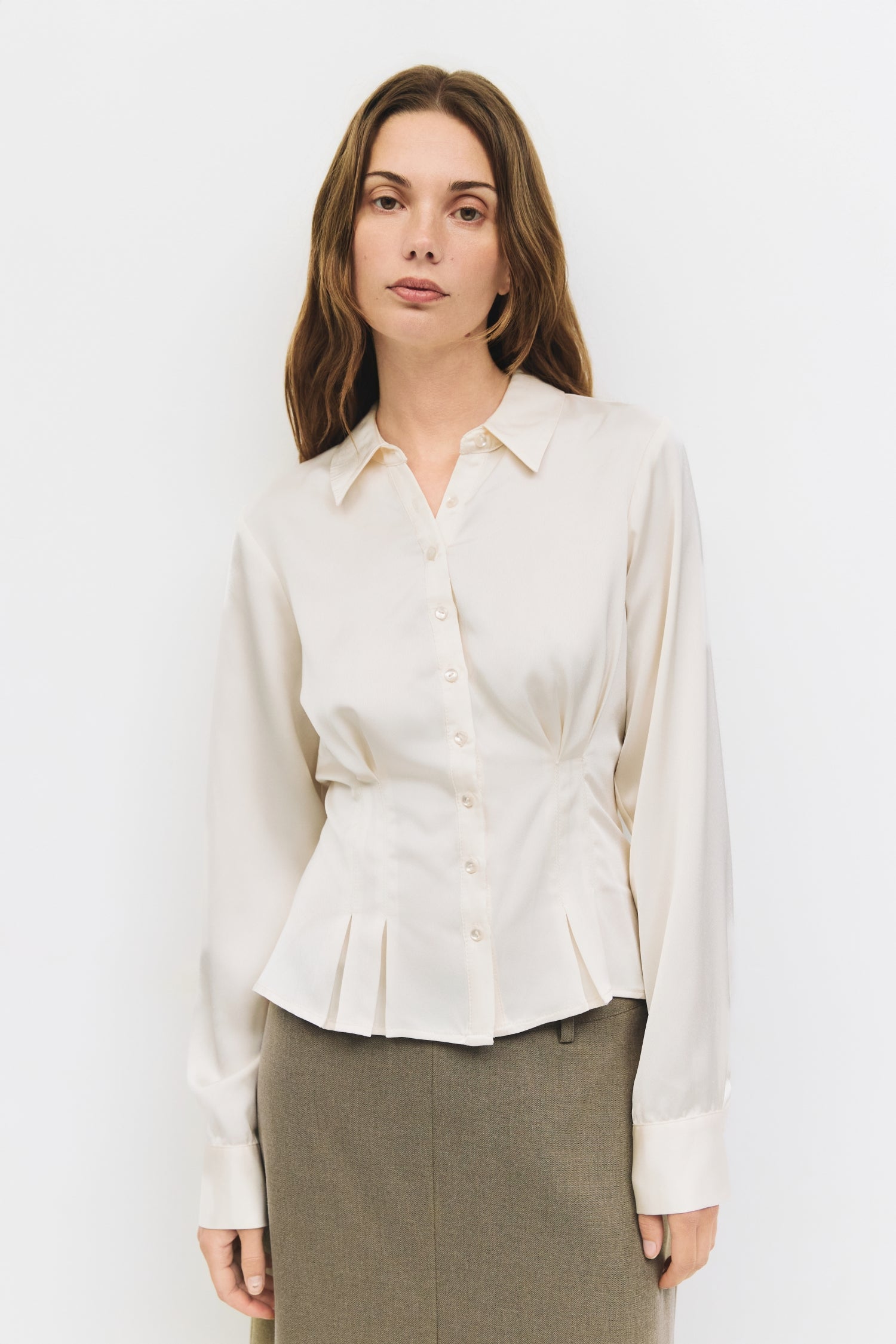 The Rina Top | Satin Button-Up Blouse