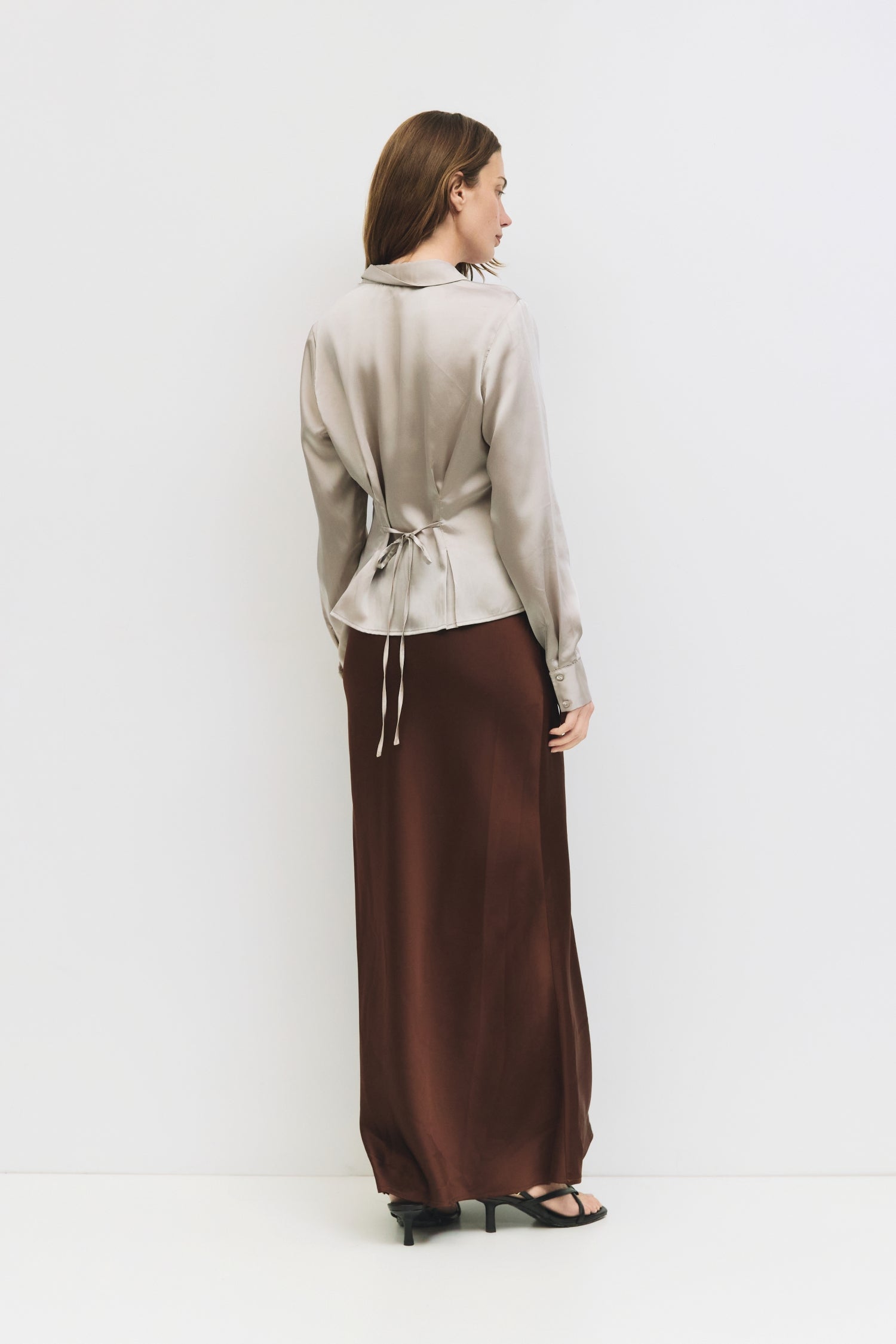 The Rina Top | Satin Button-Up Blouse