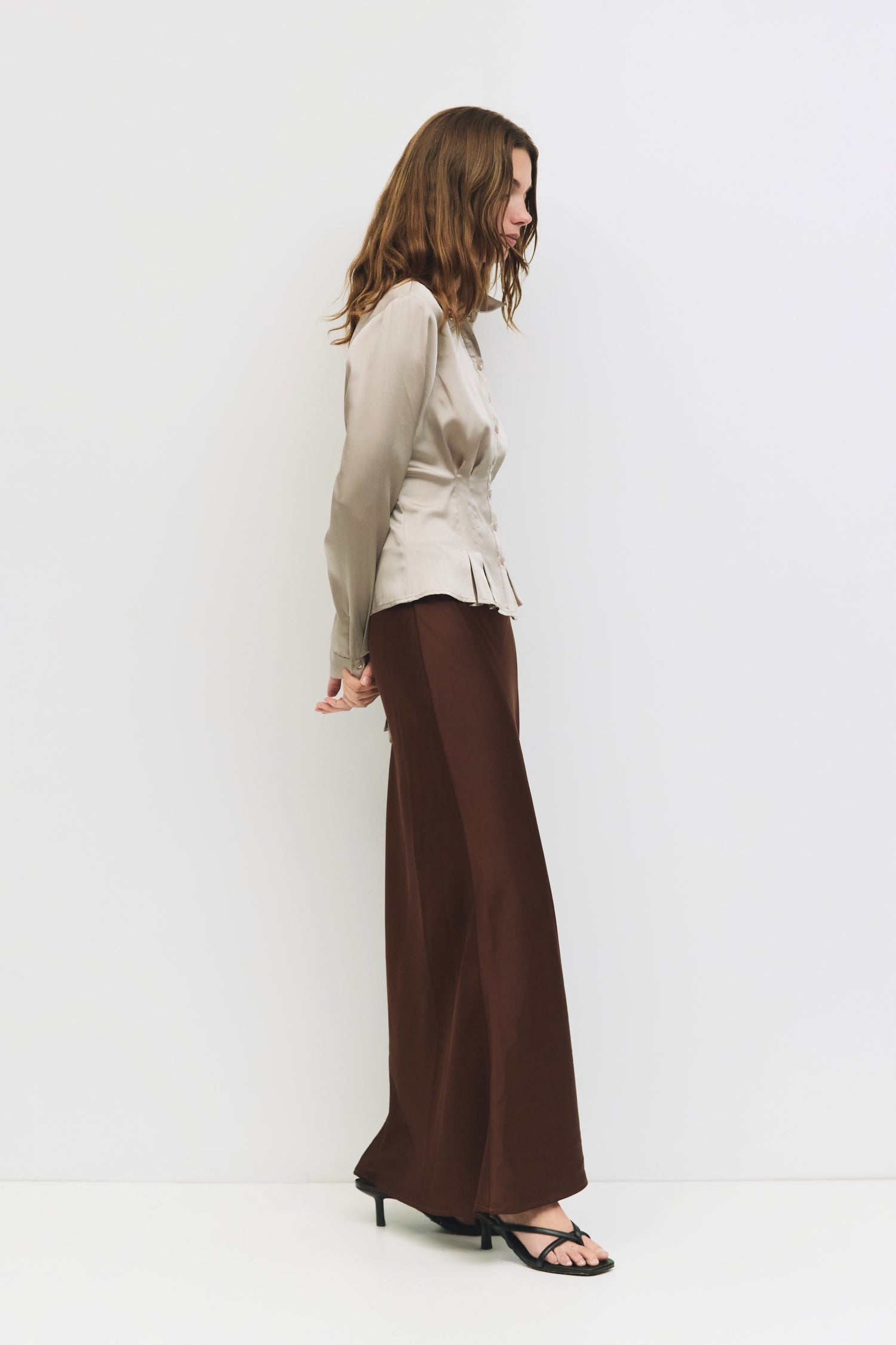 The Rina Top | Satin Button-Up Blouse