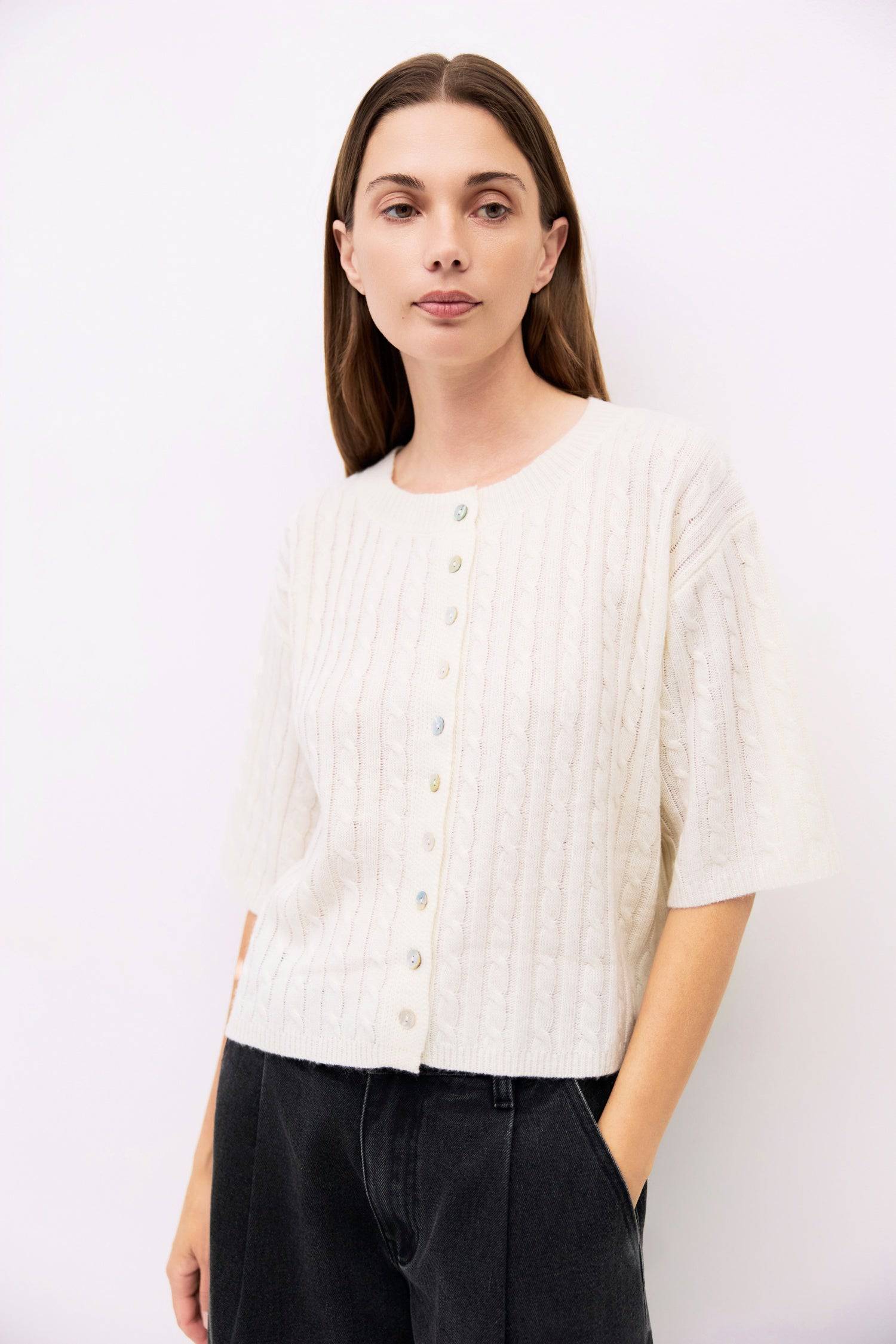 The Stacey Cardigan | Brushed Half Sleeve Cardigan