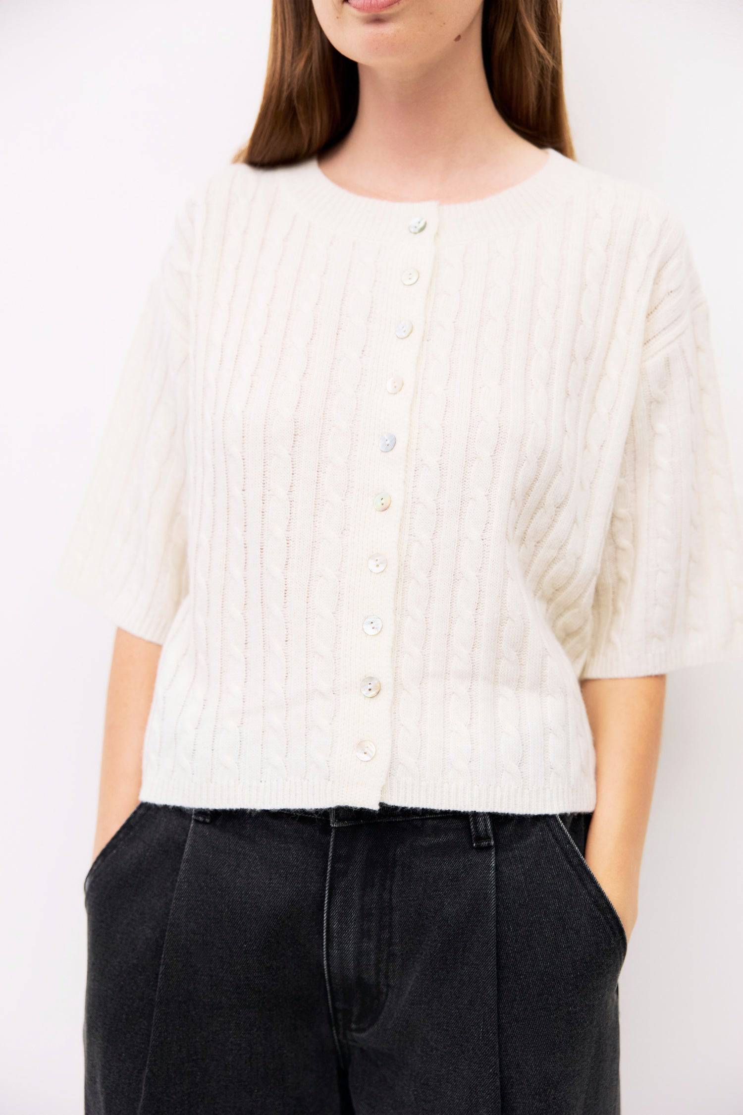 The Stacey Cardigan | Brushed Half Sleeve Cardigan