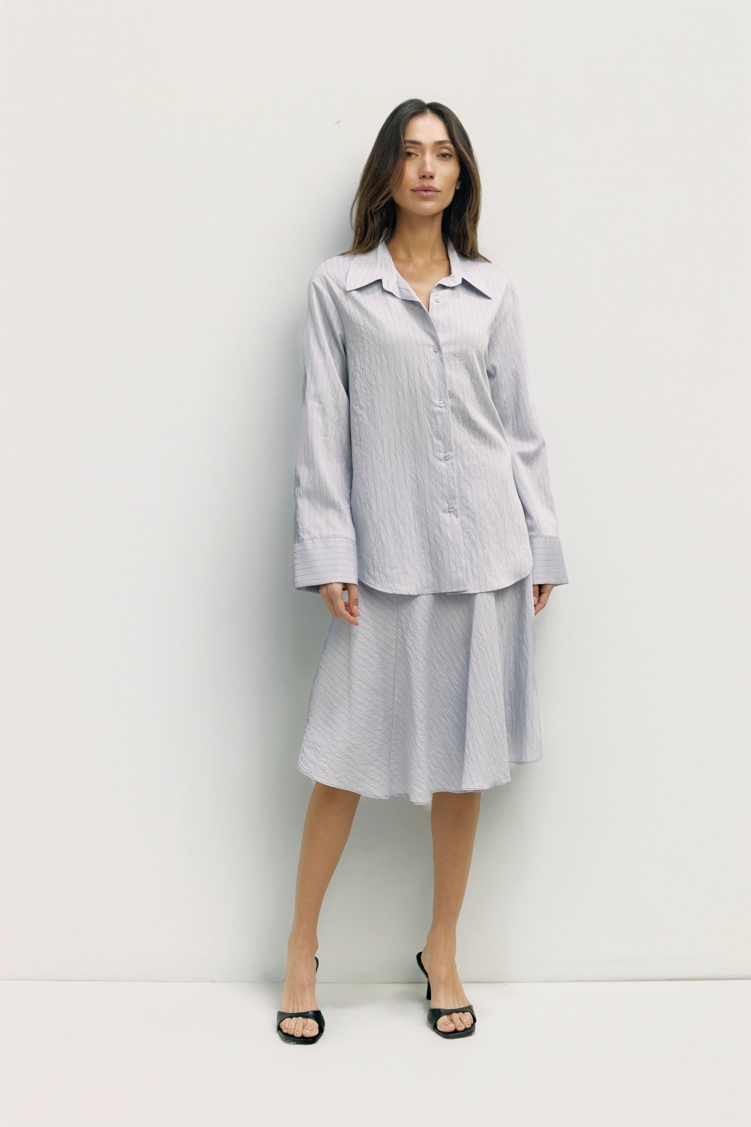 The Alexandra Top | Sheer Pinstripe Button-Down Shirt